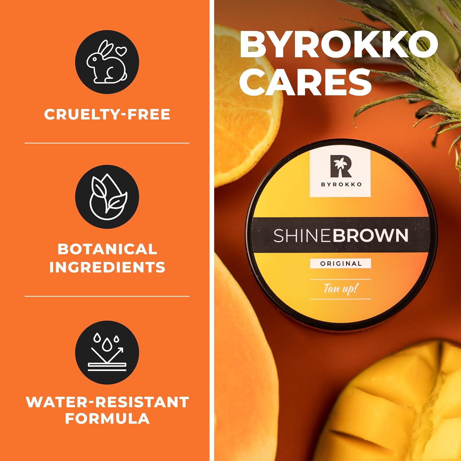 BYROKKO Shine Brown Tanning Accelerator Lotion - Indoor & Outdoor Fast Dark Tan Cream with Bronzer - Natural Botanical Oils for Face & Body - Water Resistant Formula - 7.1 Fl Oz Original