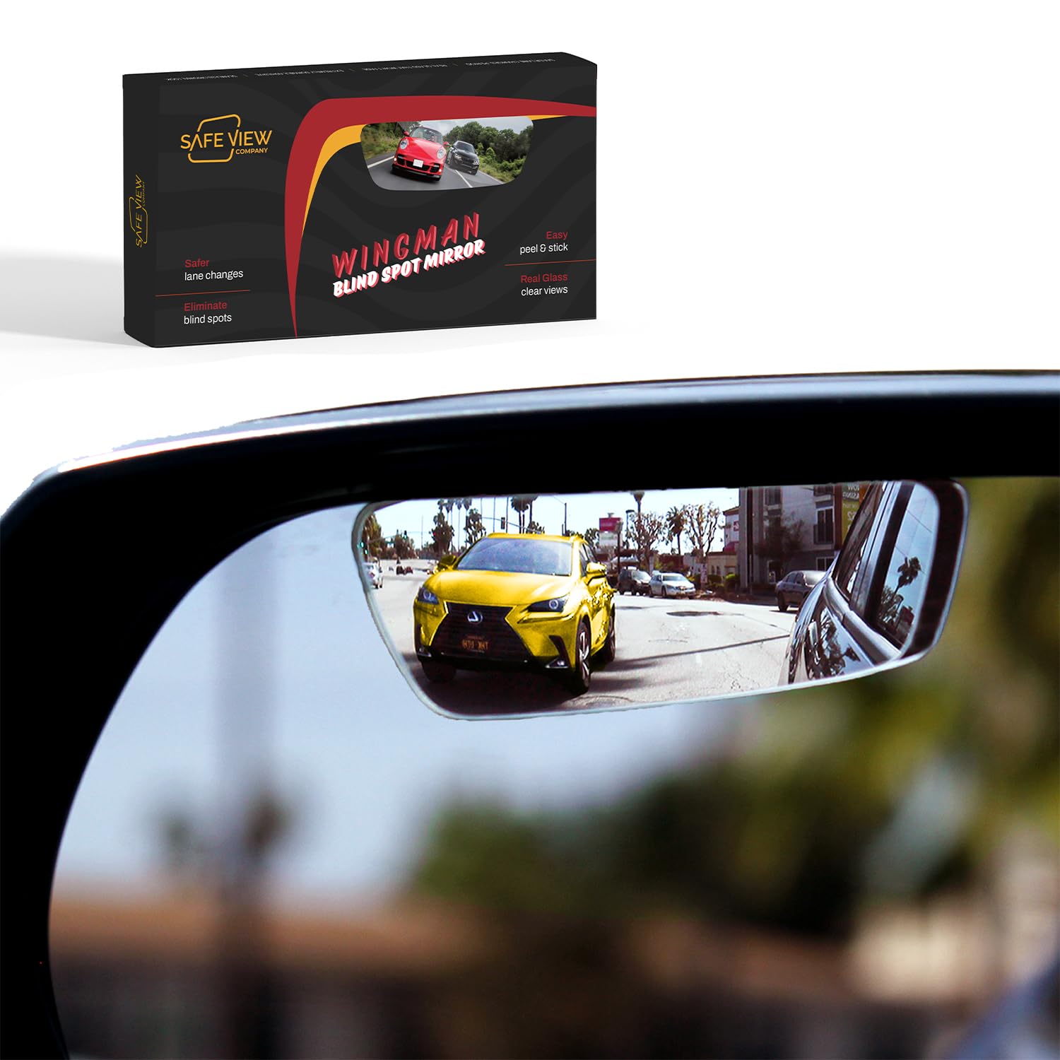 Safe View Wingman Blind Spot Mirrors – See More, Drive Safer – Real Convex Glass, Wide Angle Vision, Easy Peel & Stick, Durable Weatherproof Design