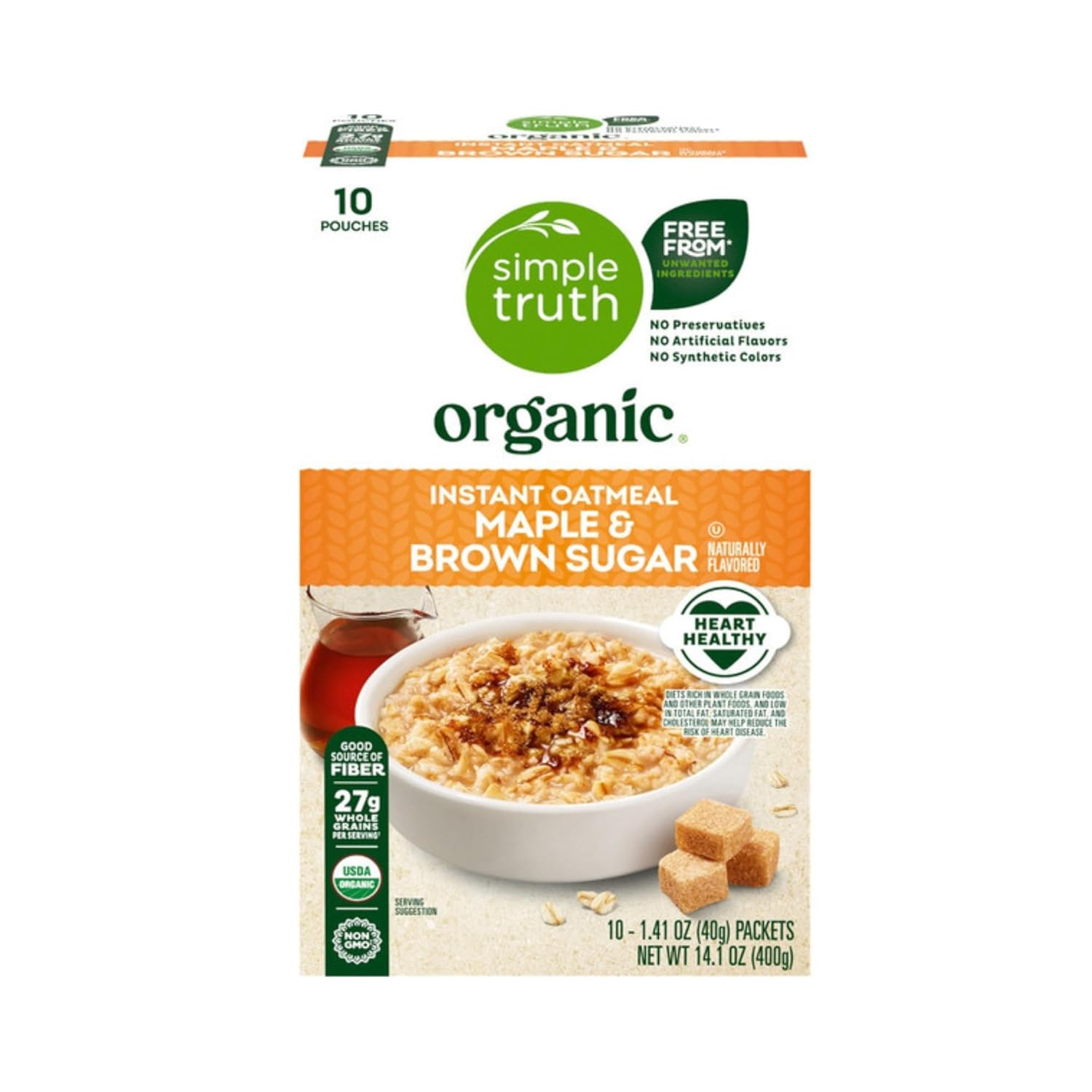 Avena Instantánea Orgánica ST Sabor Maple y Azúcar Moreno 14.1 OZ
