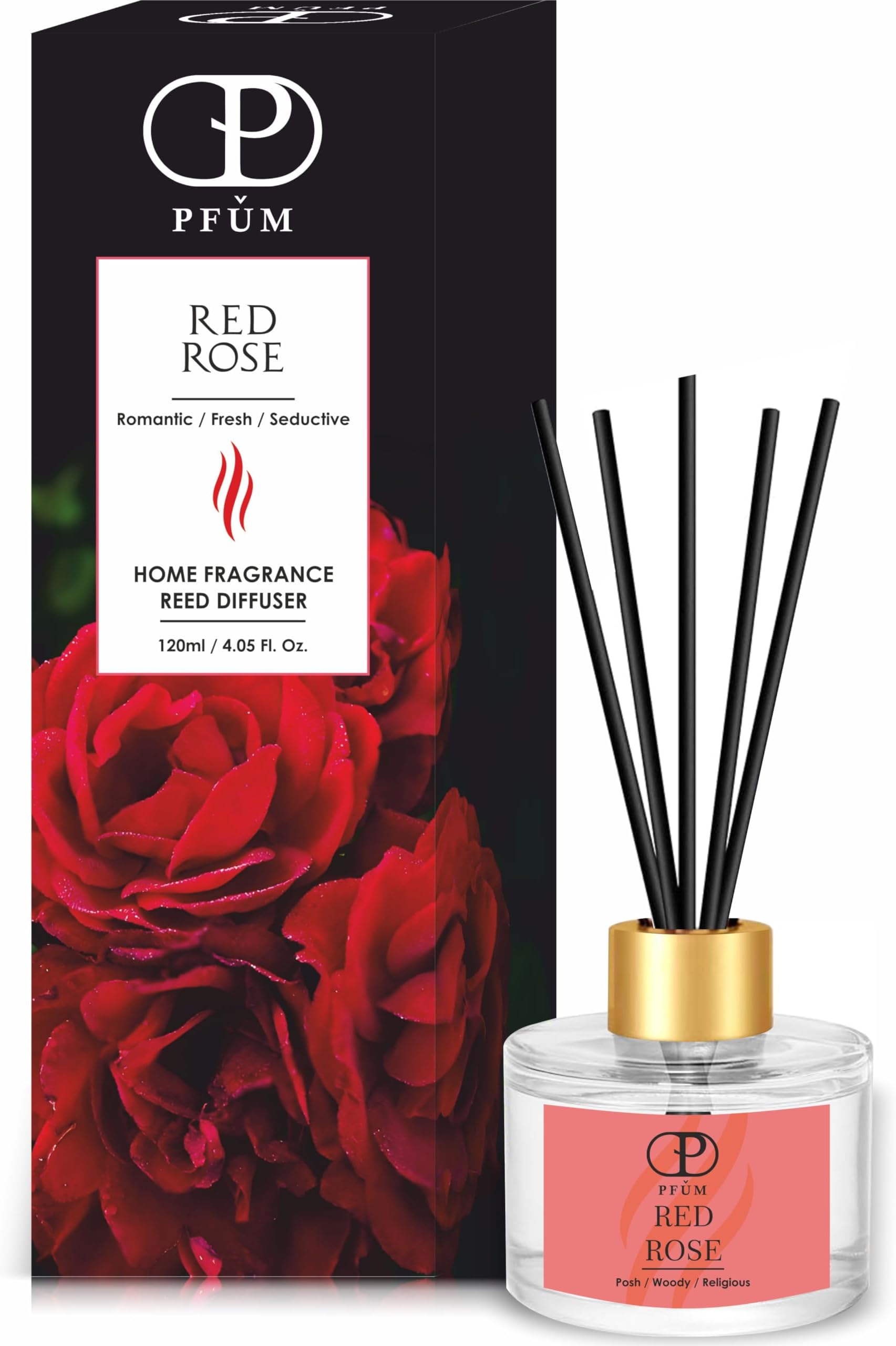 - Red Rose Reed Diffuser Set for Home Fragrance | 120ml with 6 Sticks | Luxury Fragrance Reed Diffuser for Home, Office, Spa, Restaurants & Showrooms