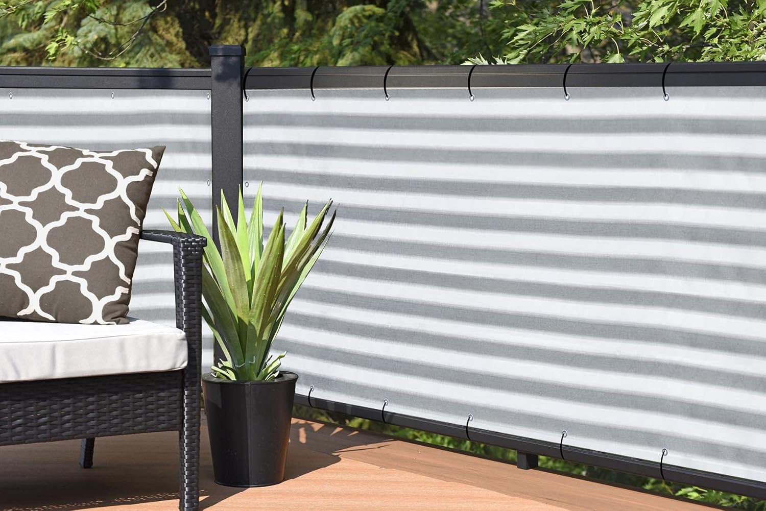 Alion Home© Elegant Privacy Screen Mesh for Backyard, Deck, Patio, Balcony, Pool, Fence. (35'' x 10', Grey White)