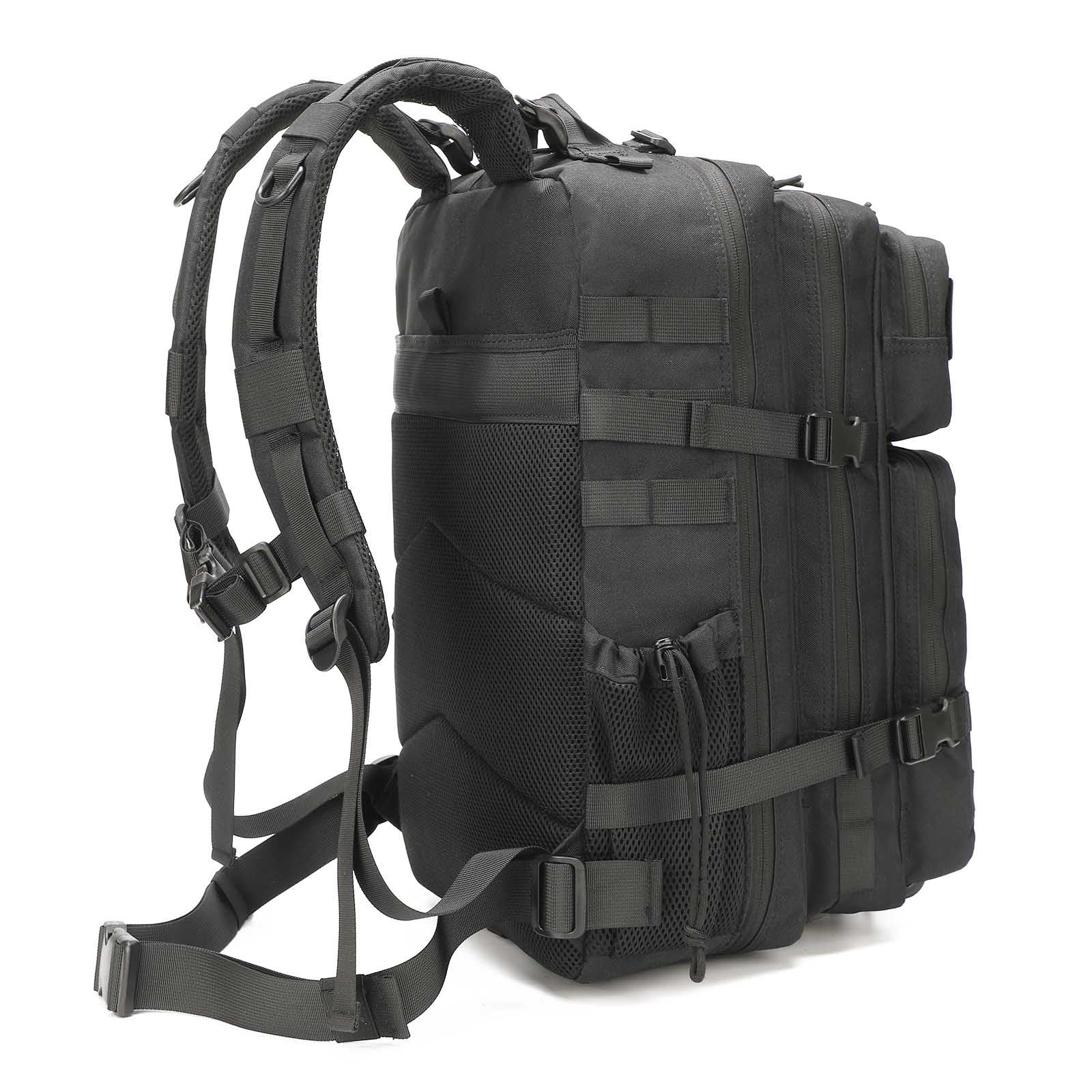 Mochila táctica W.Gun Holster para hombres, mochila militar de caza mochila de senderismo mochila de 3 días con bolsillo lateral, Negro mejorado., Tamaño único, Mochila táctica de asalto 9