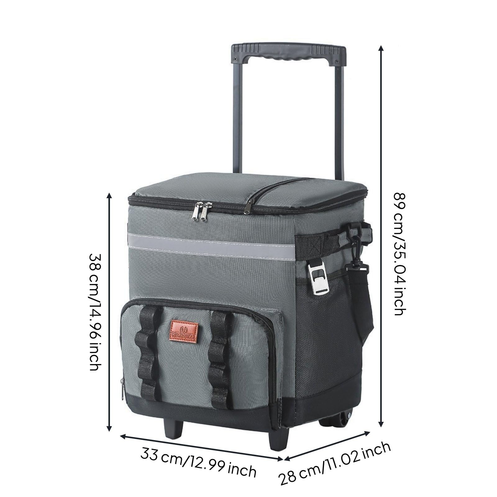 Borsa Termica Trolley per Conserve Snack Bevande Pasti Organizzati con Interno Isolato in Oxford Adatta Viaggi Familiari Picnic Trasporti, Grigio