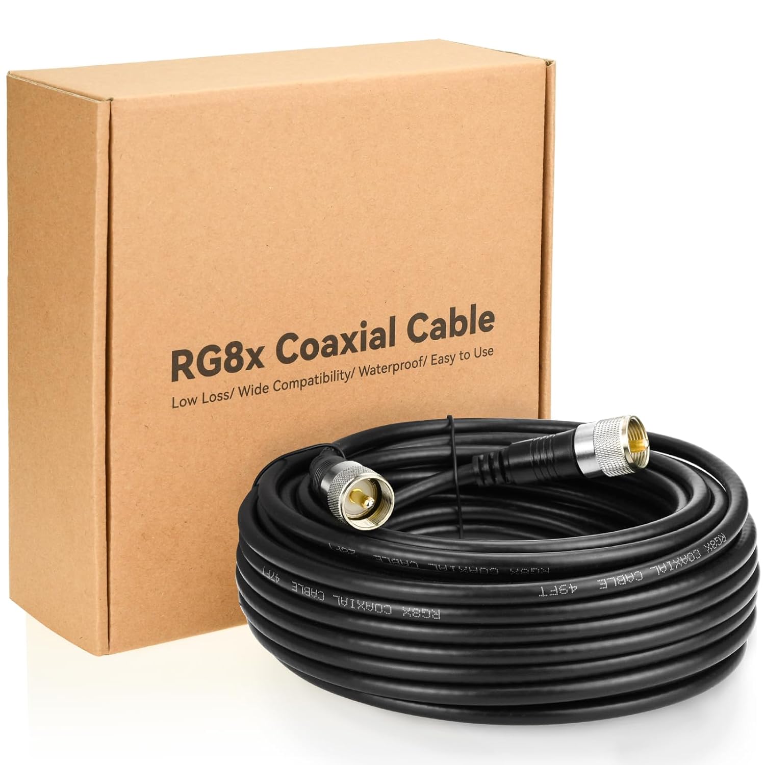 RG8x Coaxial Cable, CB Coax Cable, 50ft UHF PL259 Male to Male Low Loss CB Antenna Cables, 50 Ohm for HAM Radio, Antenna Analyzer