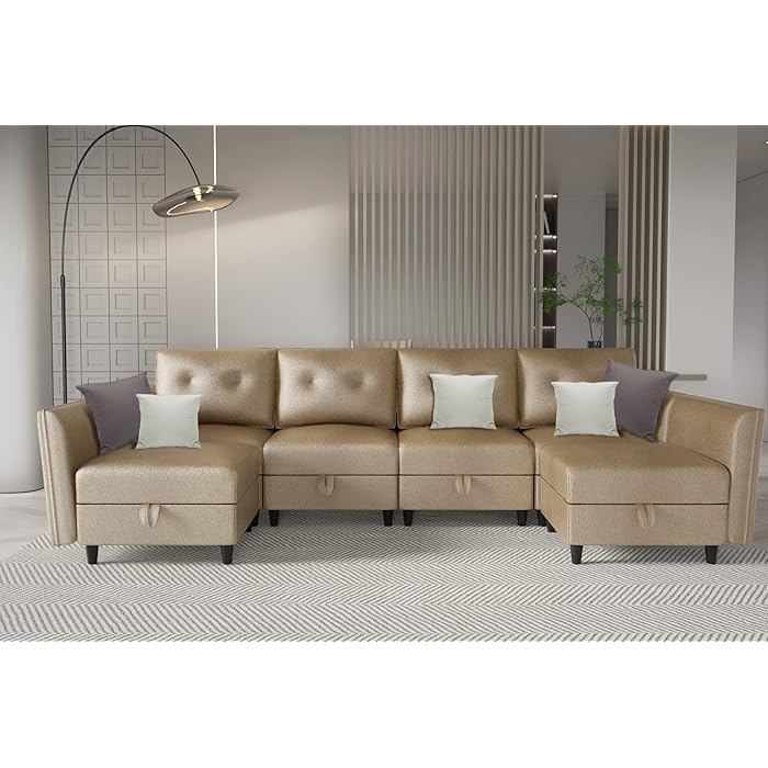 Buy LLAPPUIL Convertible Modular Reversible Sectional Chaises Couch U