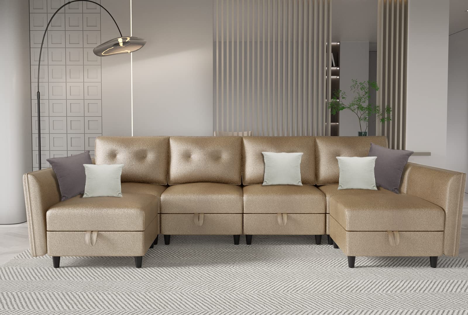 Buy LLAPPUIL Convertible Modular Reversible Sectional Chaises Couch U