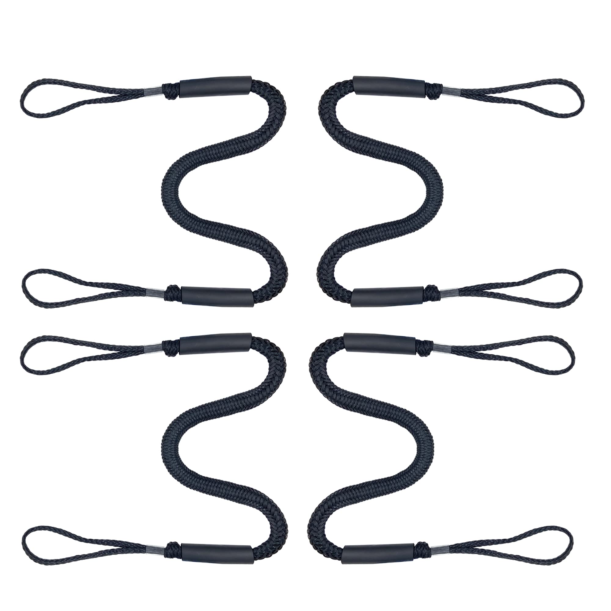 Bungee Dock Line Mooring Rope Bungee Cord Docking String Dockline for Boats Shock Bungee Docking Ropes for Boat Kayak, Jet Ski, Pontoon, Canoe, Power Boat WaveRunner Black (4X)