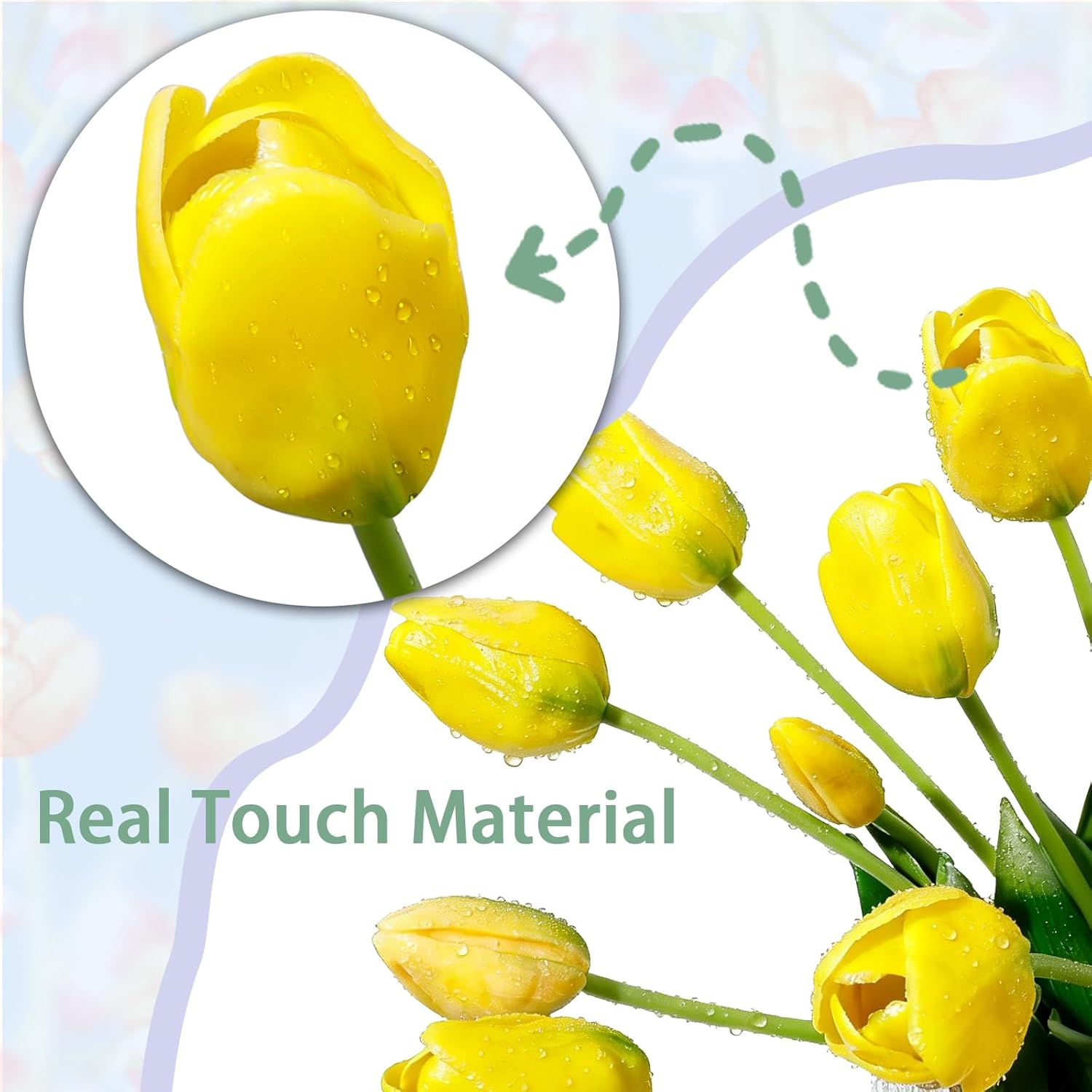 ucky 15PCS Yellow Fake Tulips Artificial Flowers Latex Natural Feel Tulips Fake Flowers for Decoration Faux Tulips Home Decor Mom Gifts