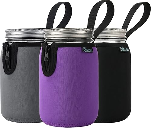 Beautyflier Tarros Mason de 32 onzas, manga de boca ancha, boca regular, aisladores, enfriadores de vidrio para beber, frascos de brote, manga opaca