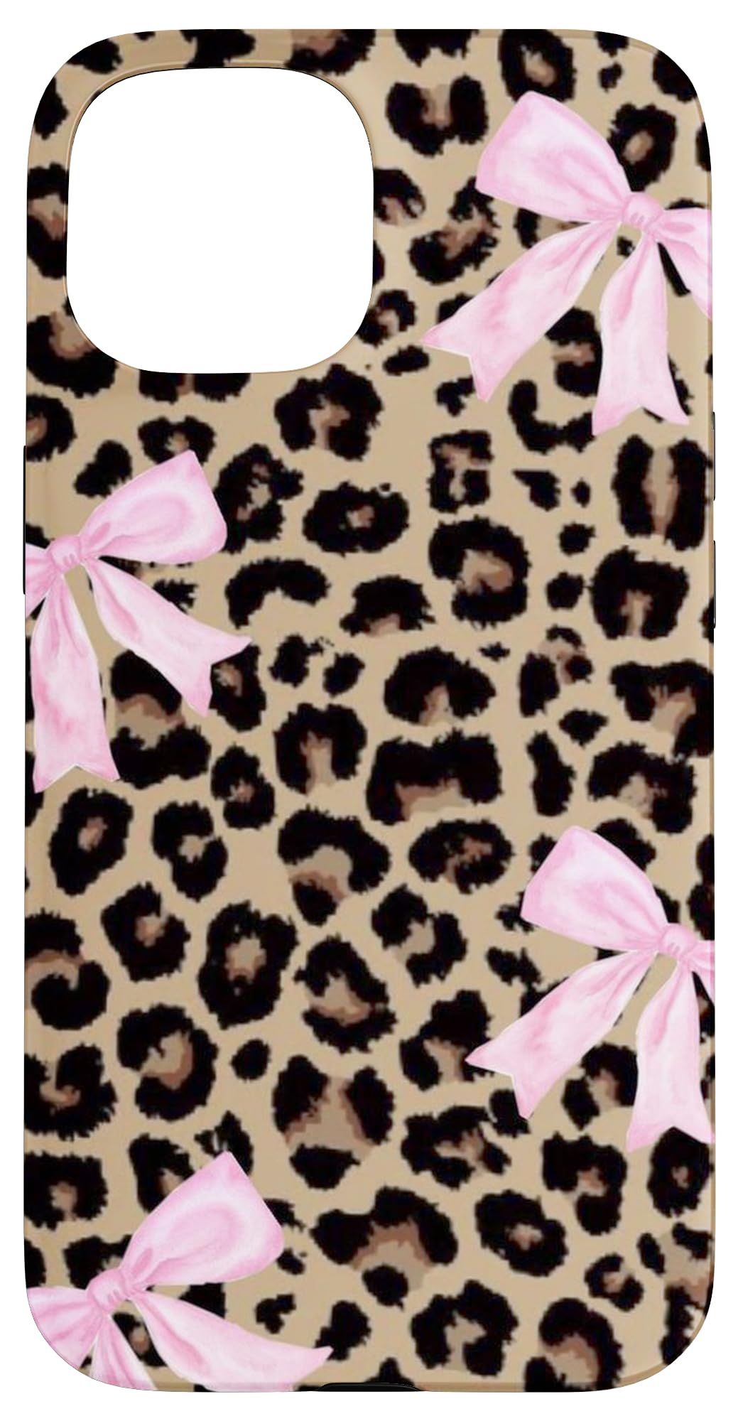 Light Pink Ribbon Bow Coquette On Cheetah Leopard Print Case for iPhone 15