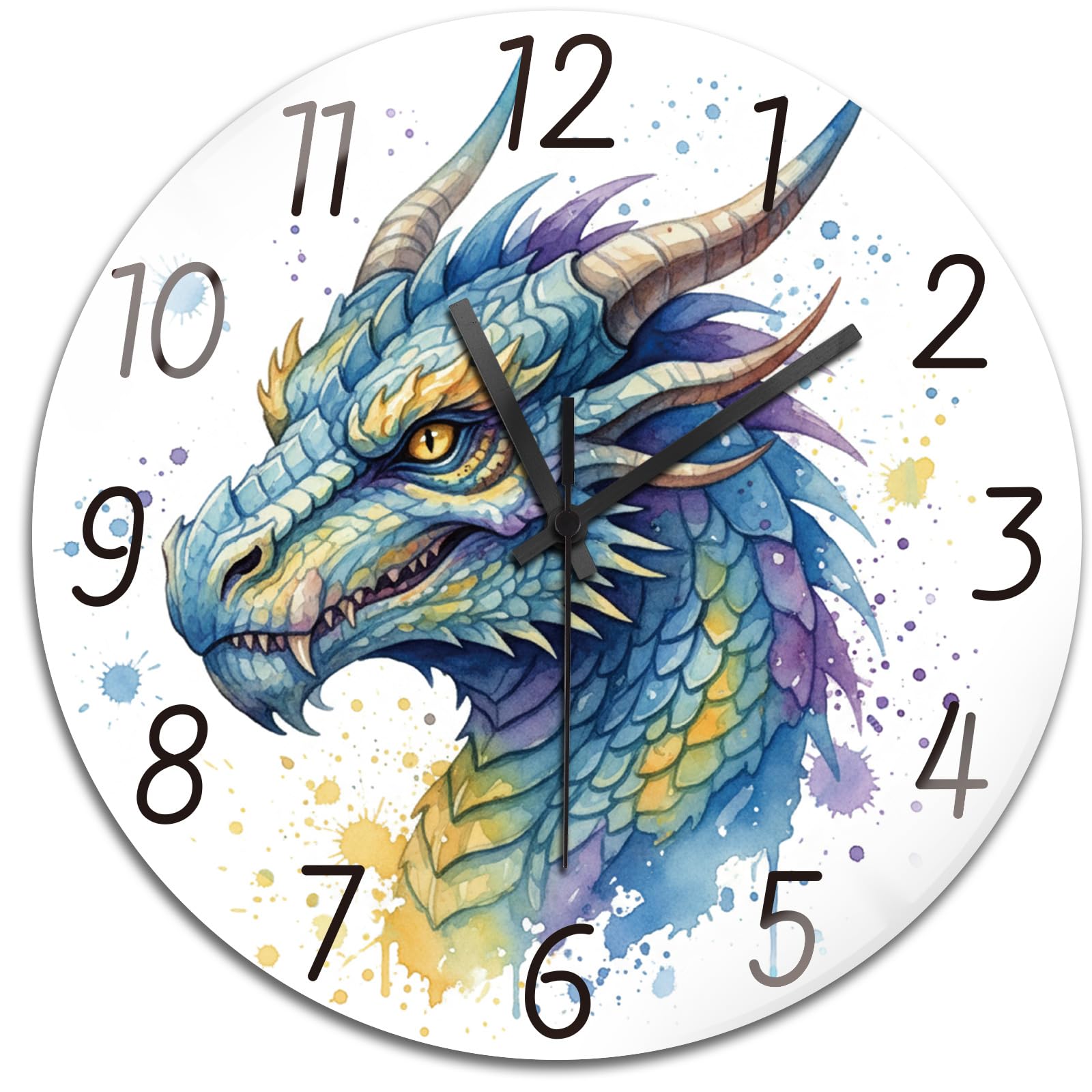 Horloge de cuisine dragon en verre pour décorer la salle à manger