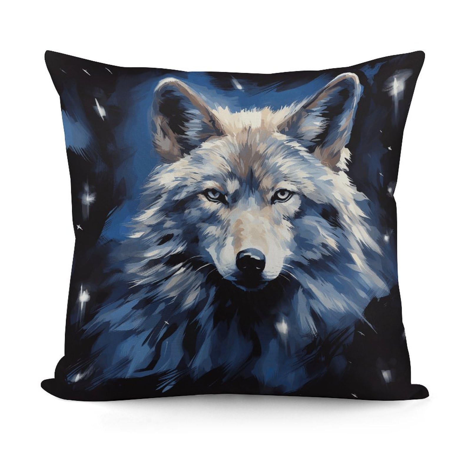 VstaDank Wolf Head on Blue Background Throw Pillow Cover Soft Square Cushion Cover Art Artwork Pillow Covers Mordern Couch Pillow Covers Decorative Cushion Case for Chair Couch Bedroom Living Room
