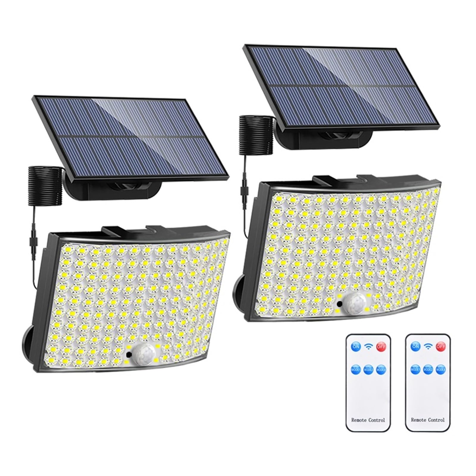 Focos solares LED 328 LED Lámpara Solar Al Aire Libre 128 Lámpara De Pared IP65 Focos Impermeables Lámpara Sensor De Movimiento Solar 3 Modos Luz De Calle Decoración De Jardín El ahorro de energía ( C