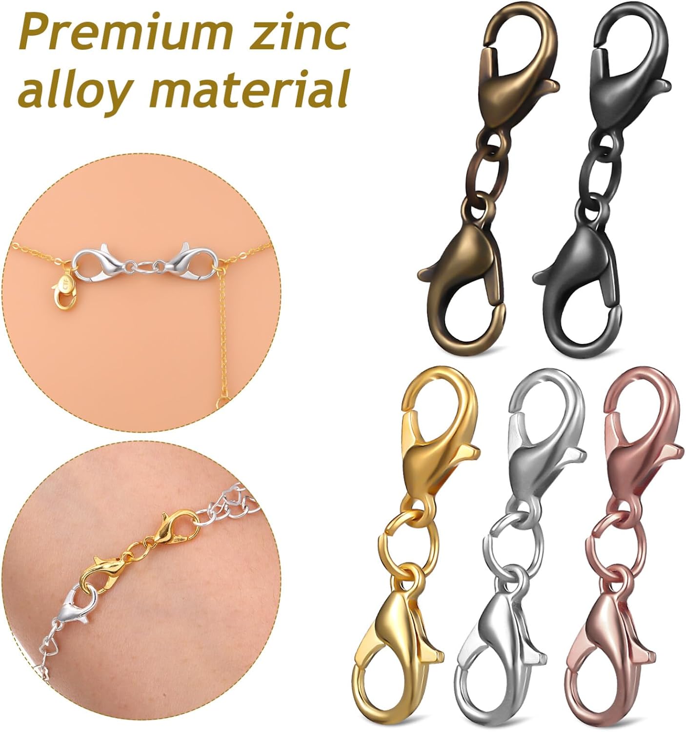 Double Lobster Clasp Extender 20Pcs Bracelet Extension Clasps Double Claw Connector for DIY Jewelry Making - Image 5