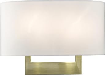 Livex Lighting 2 Light Medium Wall Sconce in Contemporary Style-9 Inches Tall and 13 Inches Wide-Antique Brass Finish