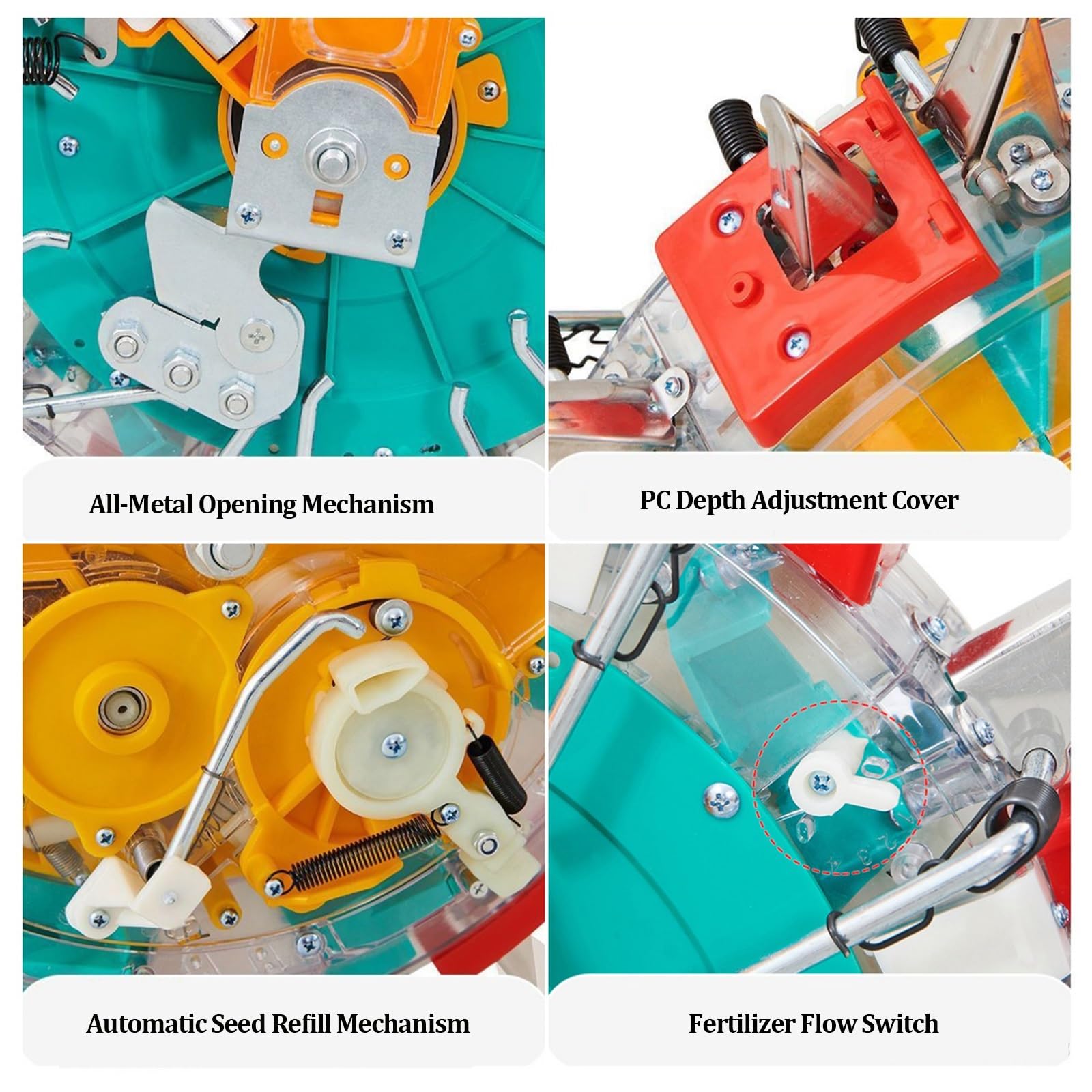 Seminatrice a Spinta Manuale a 8 uscite, Portatile, con Funzione di Semina e distribuzione di fertilizzanti, profondità e spaziatura Regolabili, per Mais, soia, Arachidi e Cotone