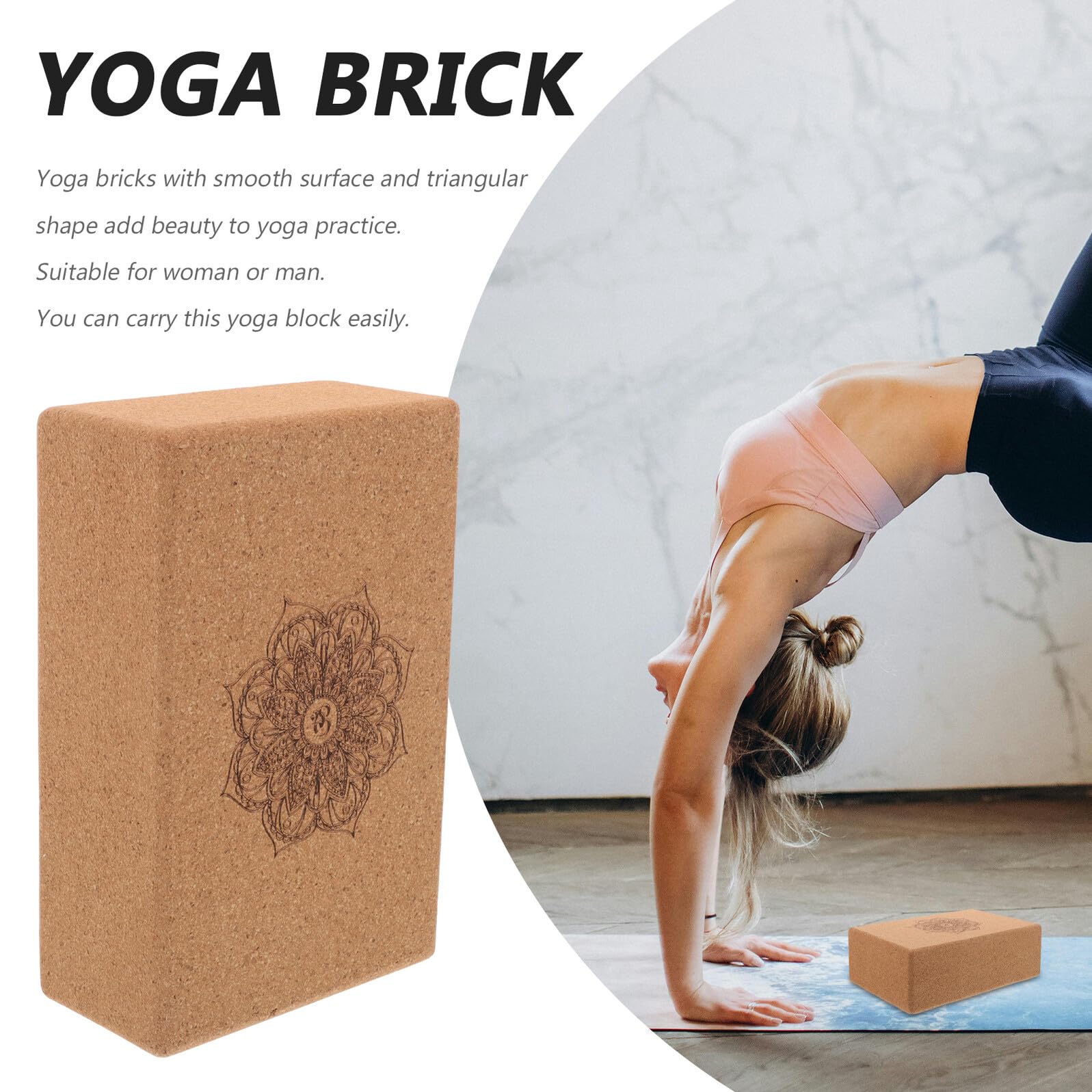 Alasum Yoga Block Kork Dreieckig Hochdicht Yogablock Trainingsstein mit Gurt für Yoga Pilates Fitness Sport Zubehör