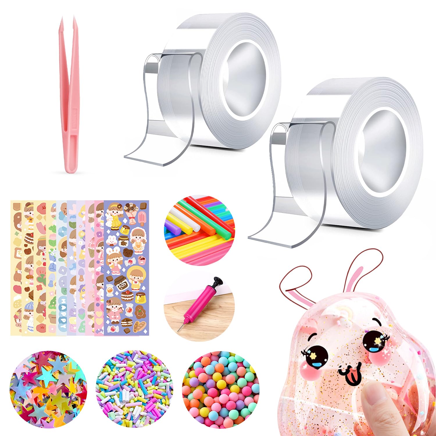 Nano Bubble Tape, 2 Pcs (9.84ft × 2inch) Nano Tape DIY Party