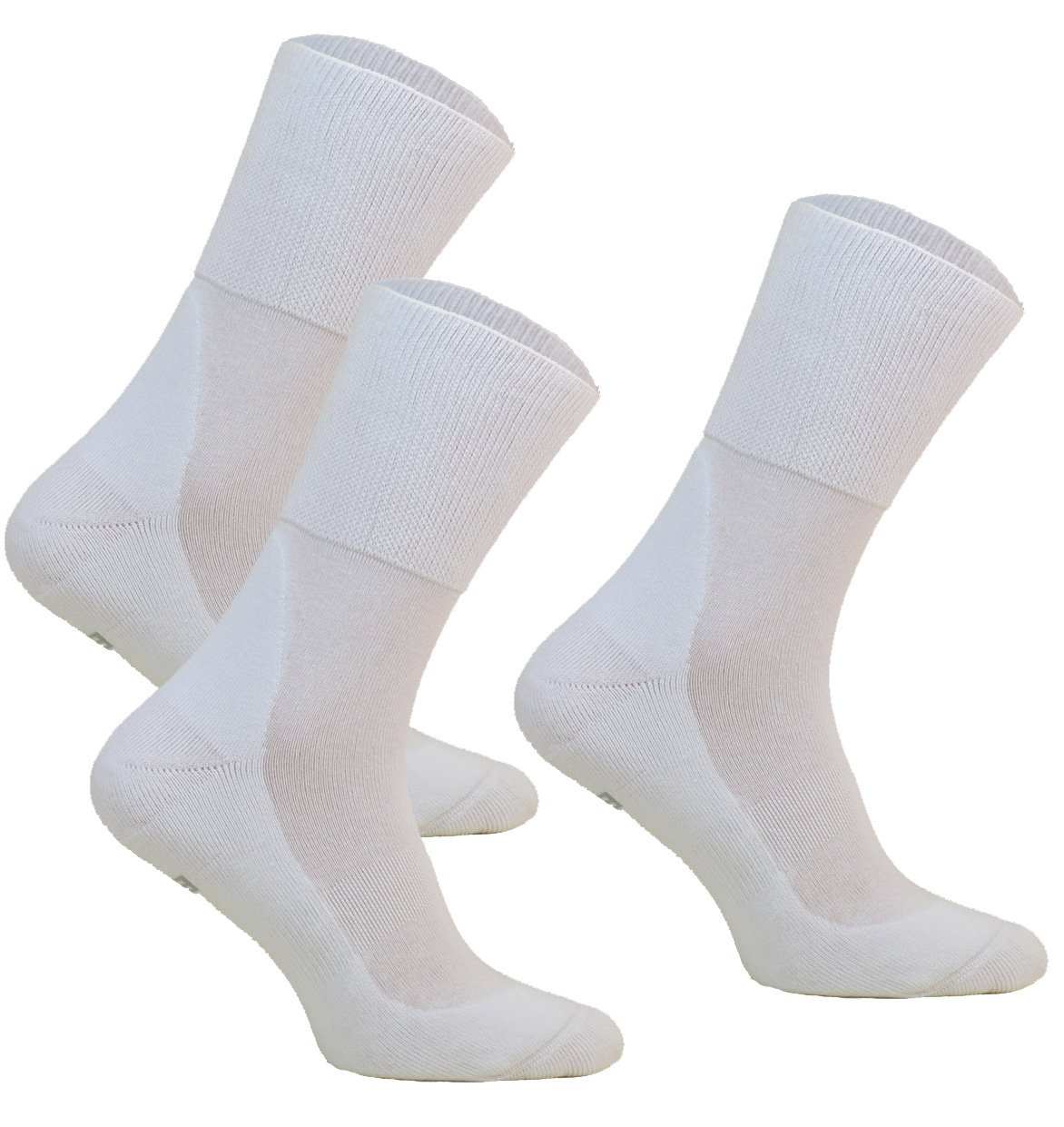 Deomed Men's 3-Pairs: White 3-Pairs Extra Wide Diabetic Socks Medic Deo Cotton For Swollen Legs, Non-Compression, Anti Blistering, Antibacterial (44-46, Ukba)