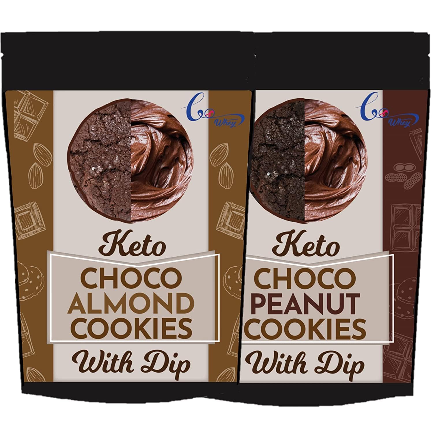 GoWhey Keto Cookies (Pack of 2) (200 g) | Choco Peanut | Almond | 1g Net Carbs Per Serving | High Protein Cookies | Sugarfree Healthy Snacks | Dipped in Pure Chocolate (B09RSLK35B) Amazon Price History, Amazon Price Tracker