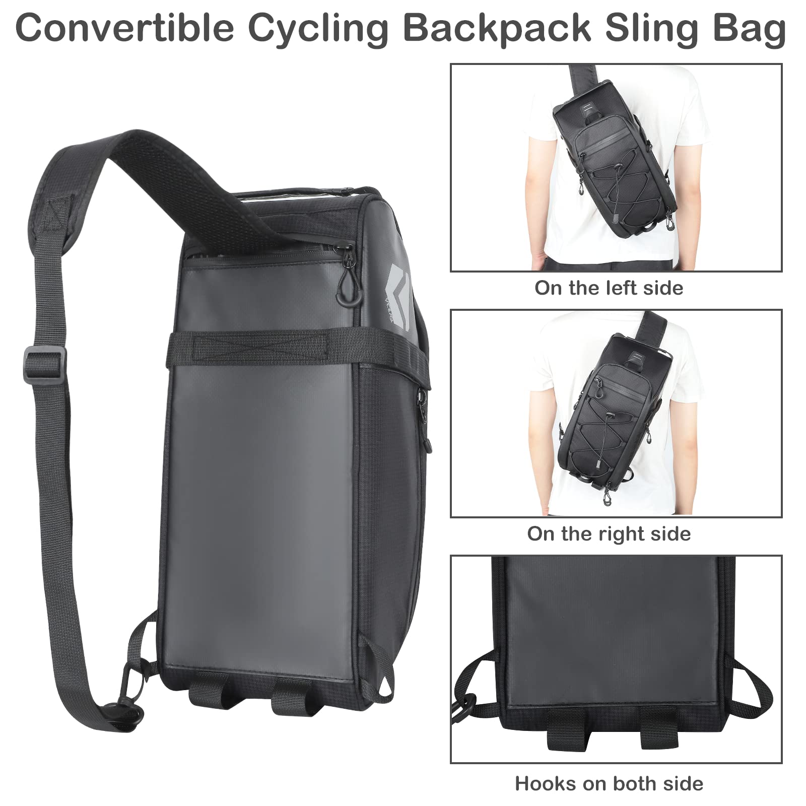 Fahrradtasche für Gepäckträger mit Kühlfunktion 8L Volumen, Isolierende wasserdicht Gepäckträgertasche mit Regenschutz, Fahrradtaschen Umhängetasche mit Rucksackfunktion, (Schwarz5)