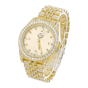 HIPHOP 腕時計 超豪華！ HIPHOP ラッパー 腕時計 (シルバー）新品秒針不良!。の