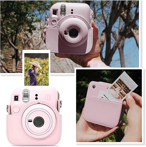 Miniatura 4 de MUZIRI KINOKOO Funda protectora para cámara instantánea Instax Mini 12  Bolsa de transporte de piel sintética para cámara Mini 12 con bolsillo para