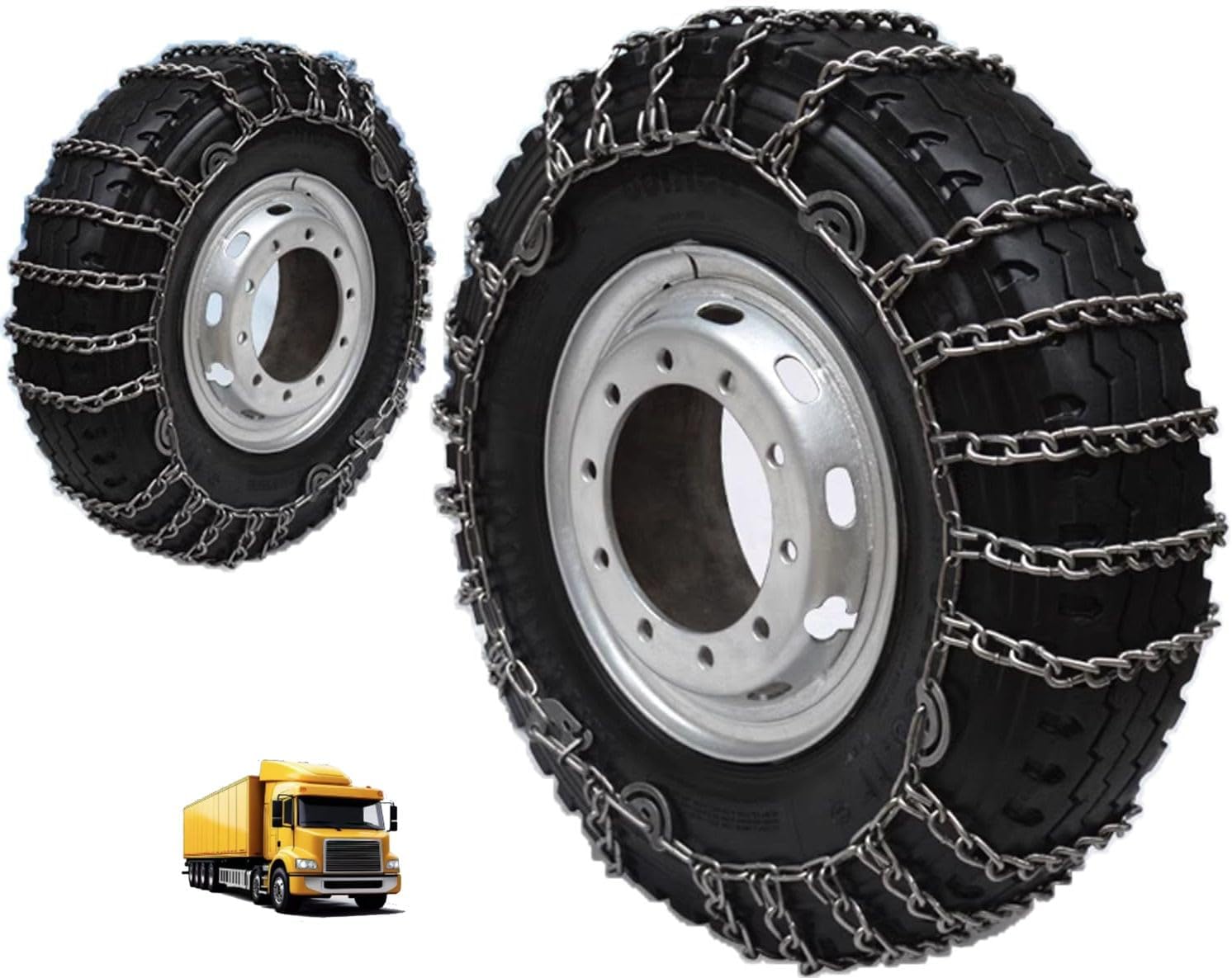 9mm Set of 2 Heavy Duty Snow Chains for Suvs and Cars Skid Traction Chains High Strength Manganese Emergency Use for Tire Reliable in Icy road 7.50-16 2pcs 235/75R17.5