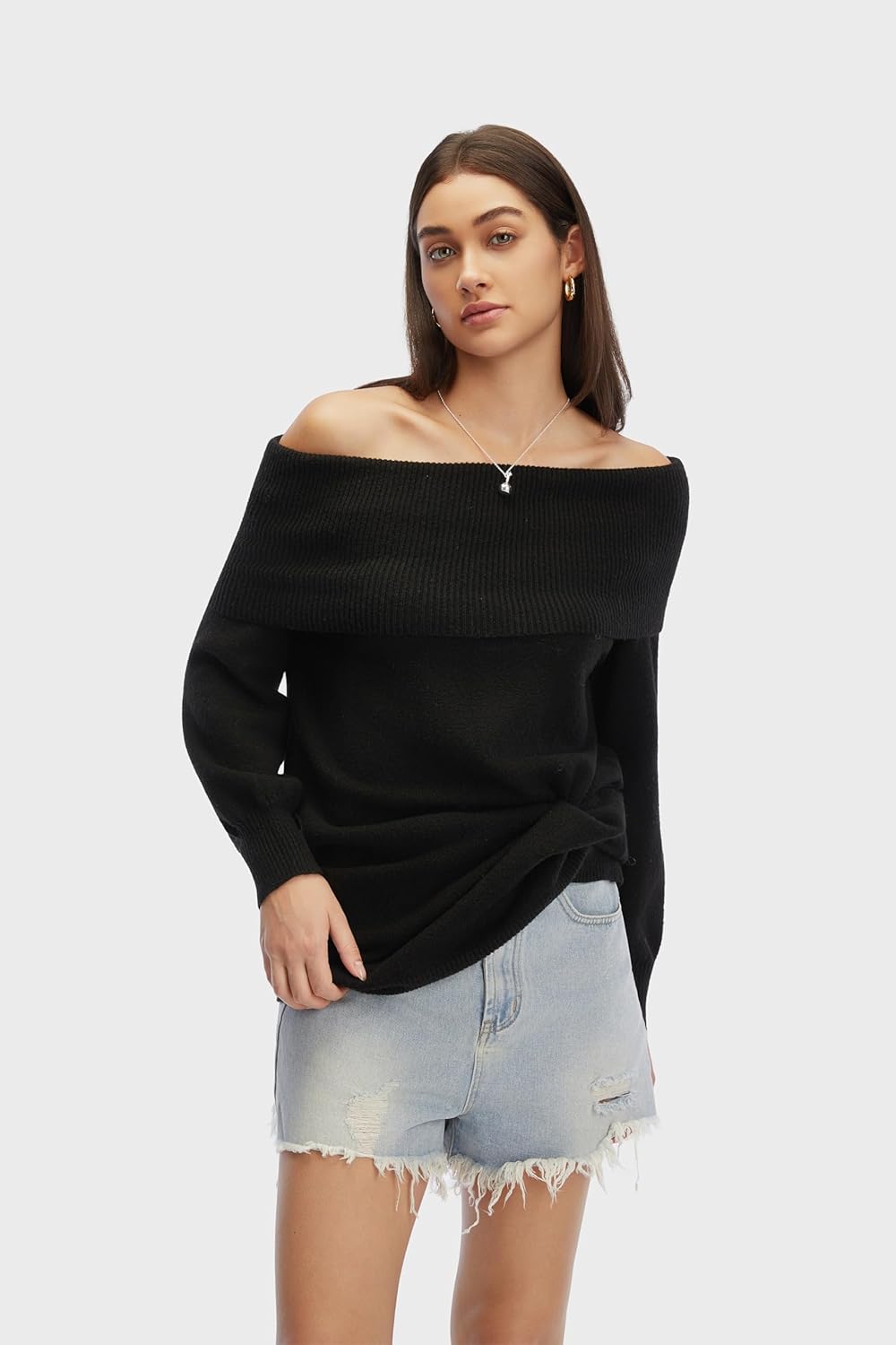 Off The Shoudler Sweater Dress for Women 2025 Trendy Loose Knit Fit Womens Mini Dresses Casual Going Out Outfit - Image 3