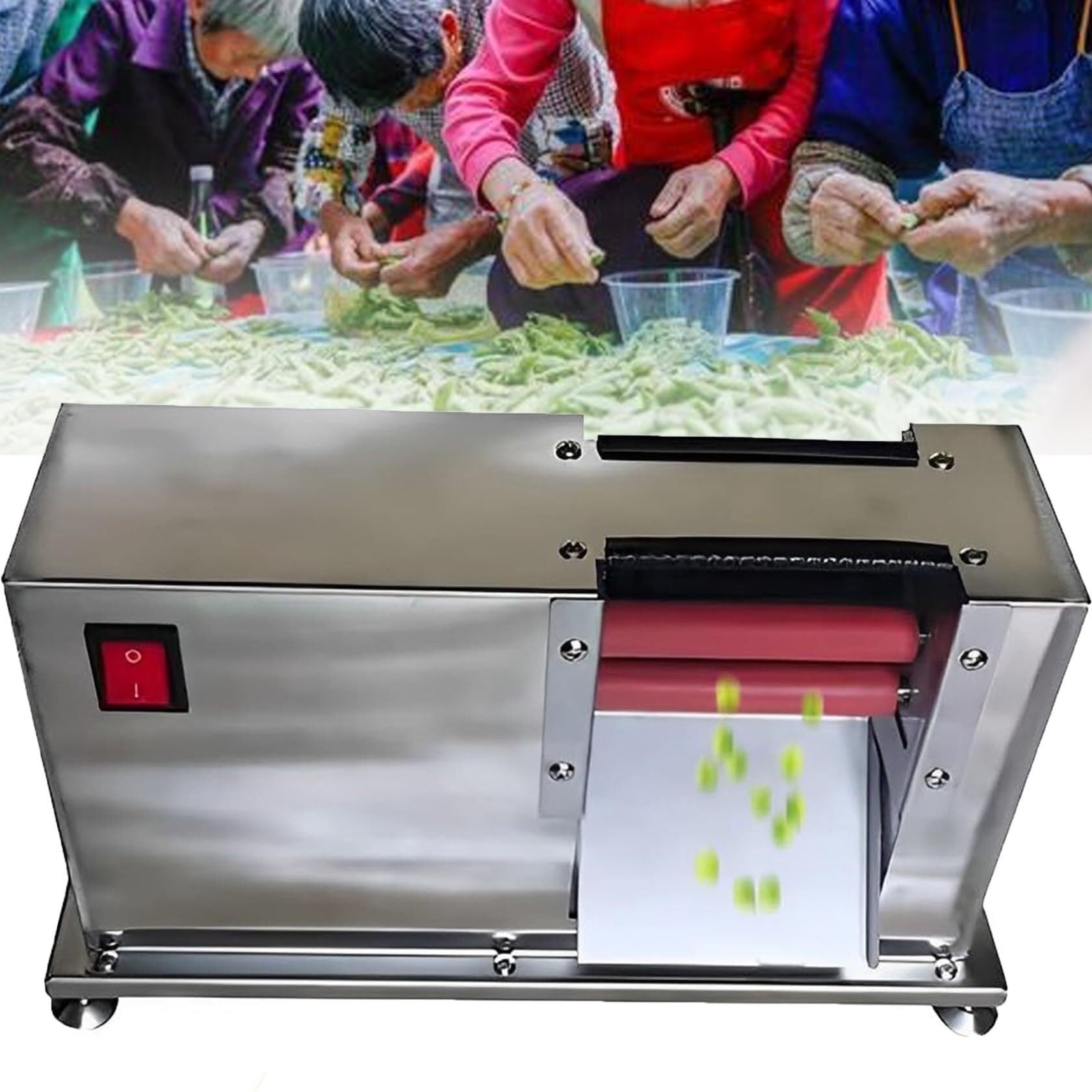 Semi automatic pea shelling machine, bean shelling machine, bean peeling machine with adjustable roller distance for peas soybeans beans.