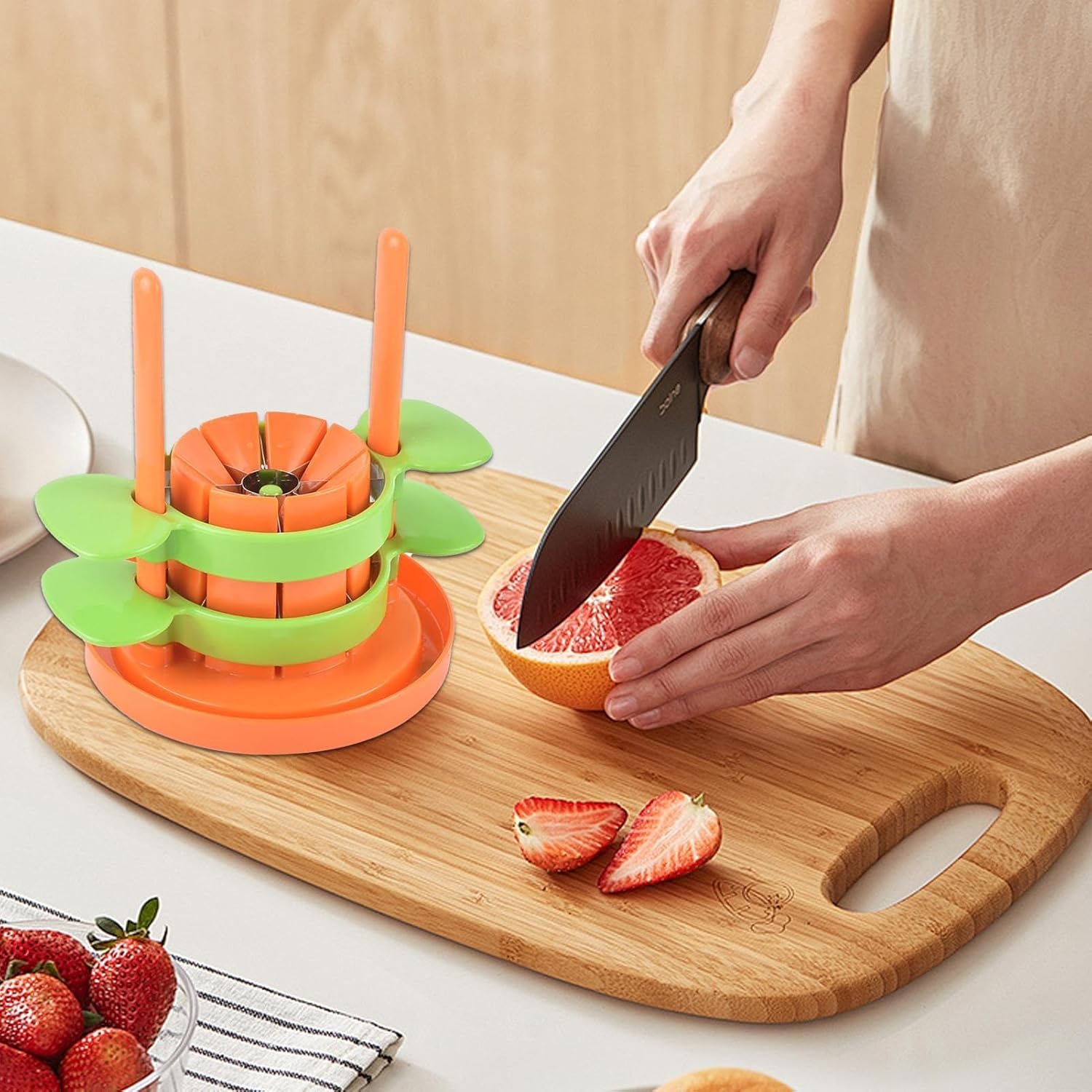Orange Slicer - Multifunctional Fruit Tool Set For Cutting Fruit - Fruit Corer And Slicer Tool Orange Divider | Sturdy Stainless Steel Fruit Cutter, Easy To Use Orange Slicer And Wedger For Potato