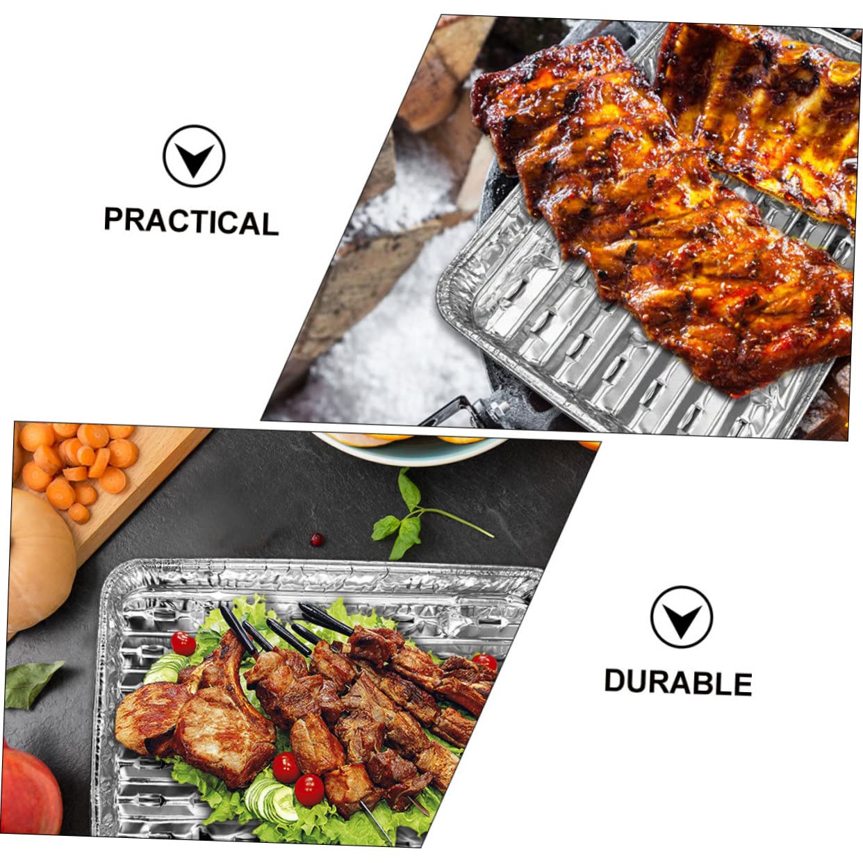 Mipcase 10Pezzi Padelle Usa e Getta Resistente Alle Temperature per Barbecue Carne