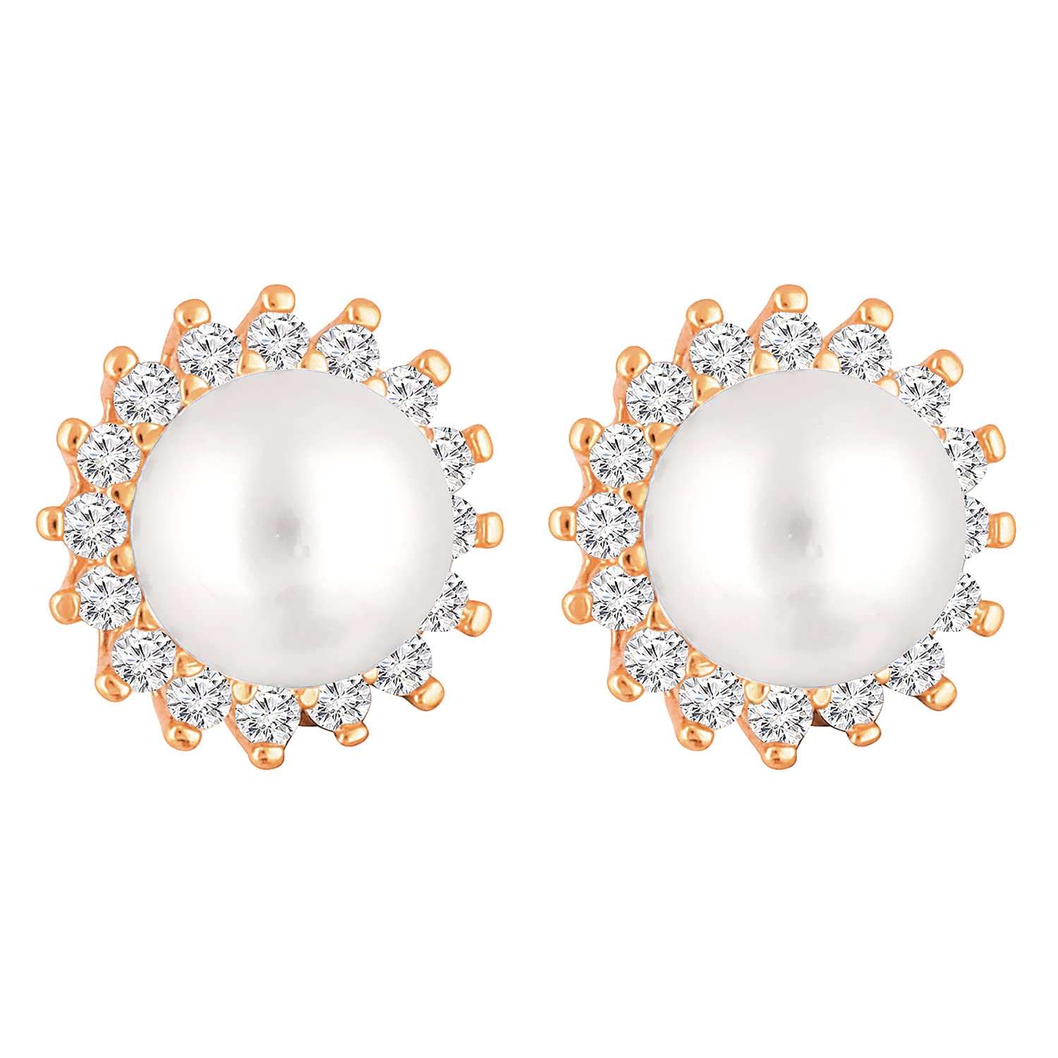 Peora Rose Gold Plated Pearl & CZ Studded Stud Earrings Stylish Fancy for Daily/Office/Work Jewellery for Girls and Women (B0C3LJFFQG) Amazon Price History, Amazon Price Tracker