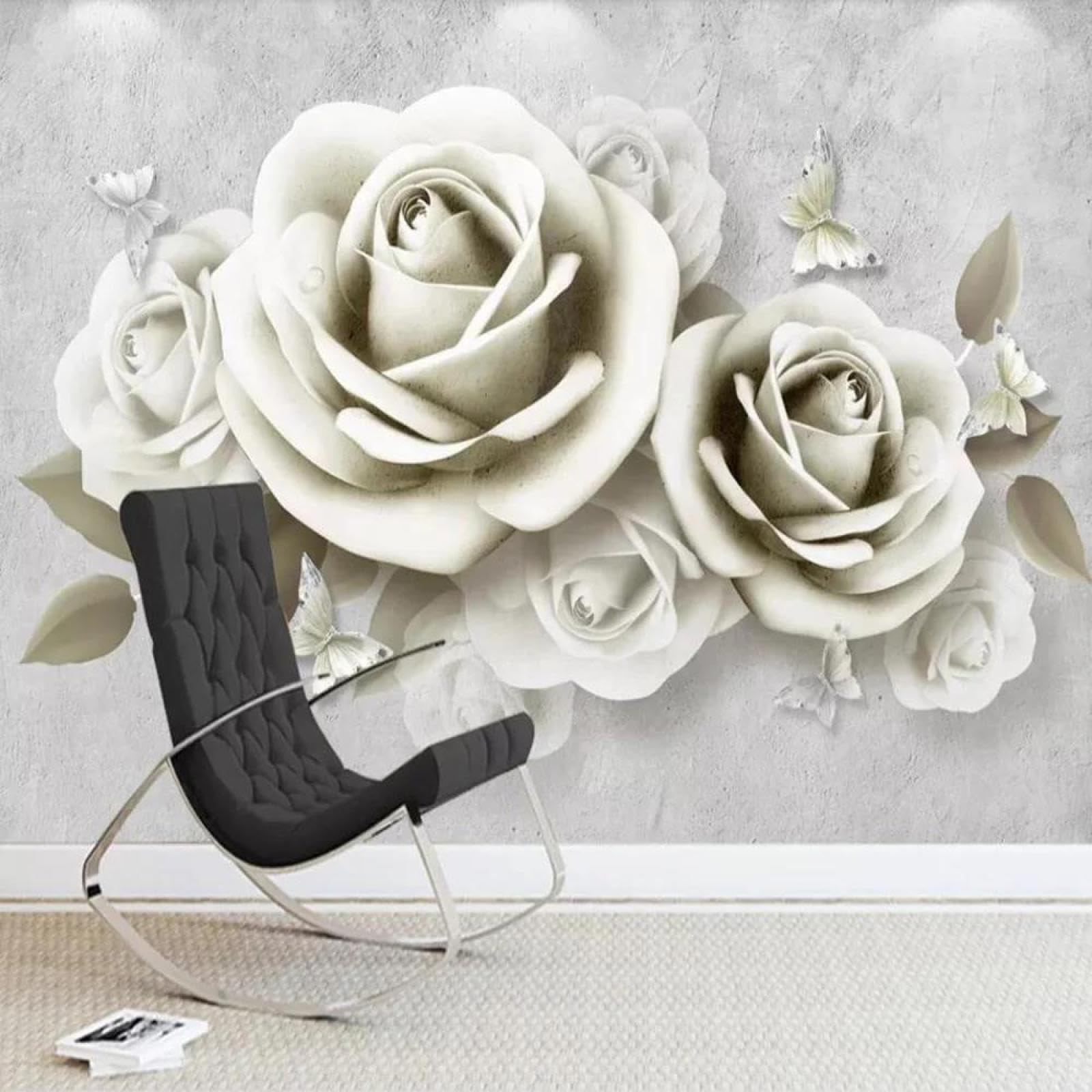 Papier peint mural 3D rose et blanc ILIYA pour un salon cocooning et moderne