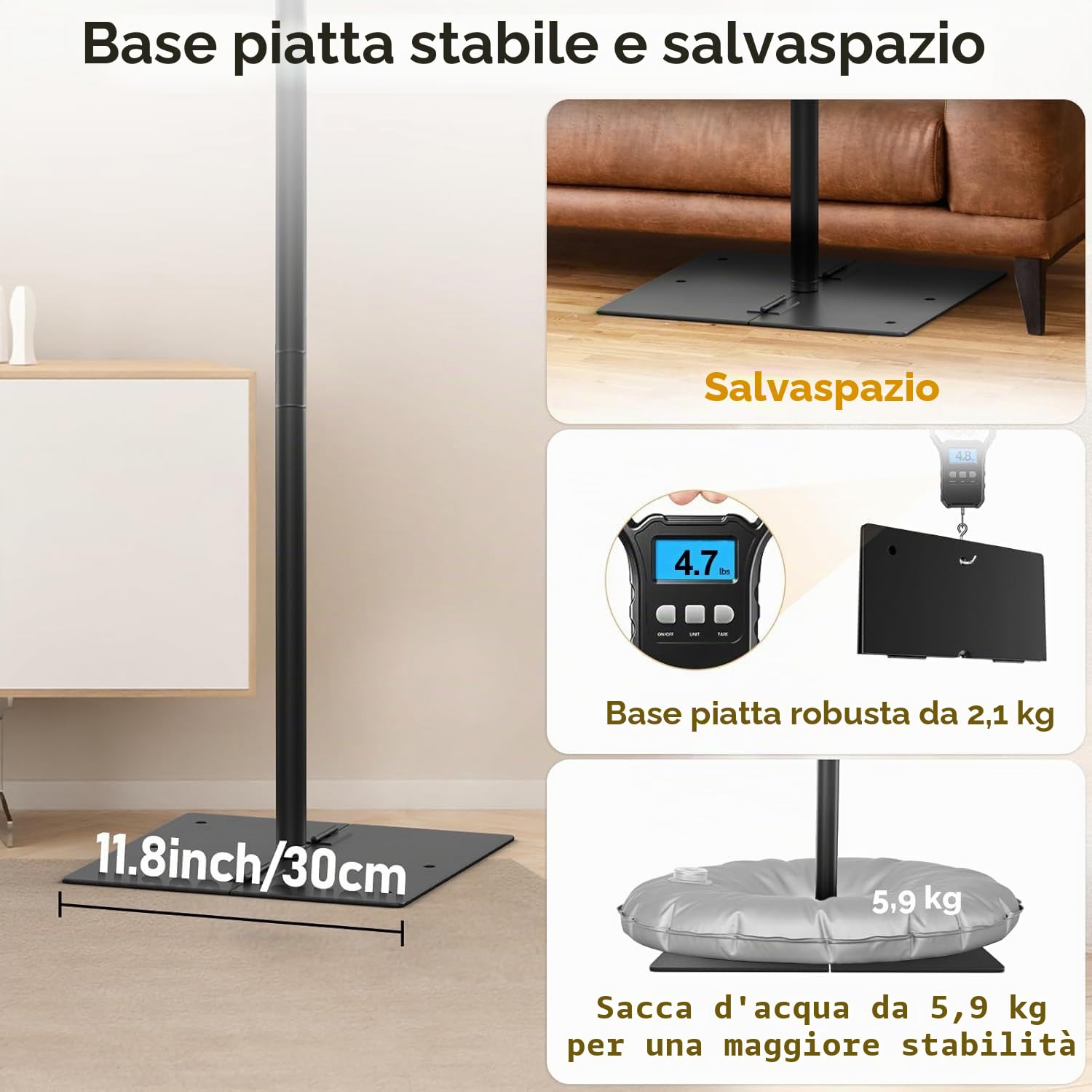 Schermo per Proiettore con Supporto 120 Pollici, EMART Schermo 16:9 HD 4K | Portatile, Interni ed Esterni, Borsa per il Trasporto,Giardino, Feste