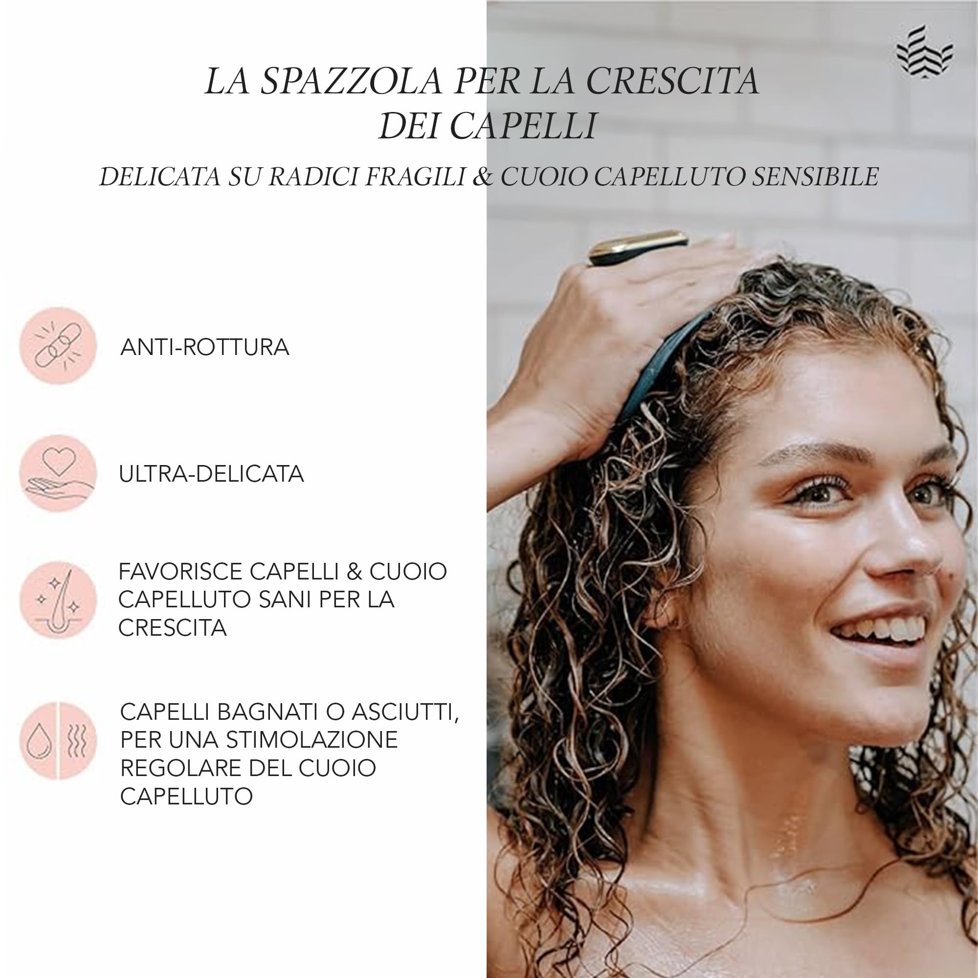 Manta Pulse Hair, Head & Scalp Massager, Shampoo Pennello ed Esfoliante Secco del Cuoio Capelluto, Stimola, Esfolia, Spazzola per capelli Minima Rottura, 100% Impermeabile Doccia Spazzola per Capelli