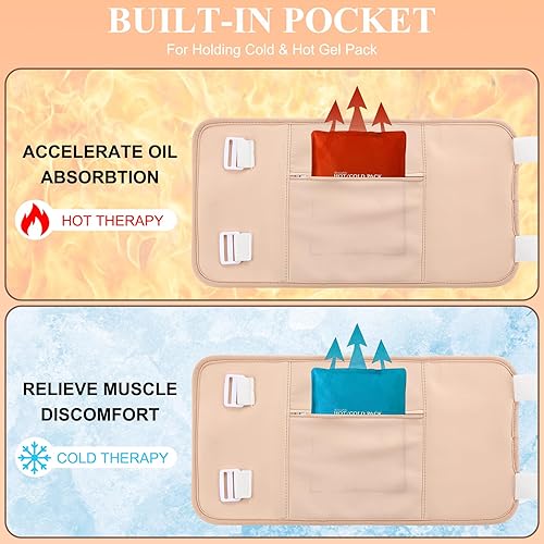 Miniatura 5 de Paquete de 9 unidades de aceite de ricino orgánico para cuello, pecho, hombro, cintura, rodilla y pies, reutilizable, ajustable, a prueba de fugas,