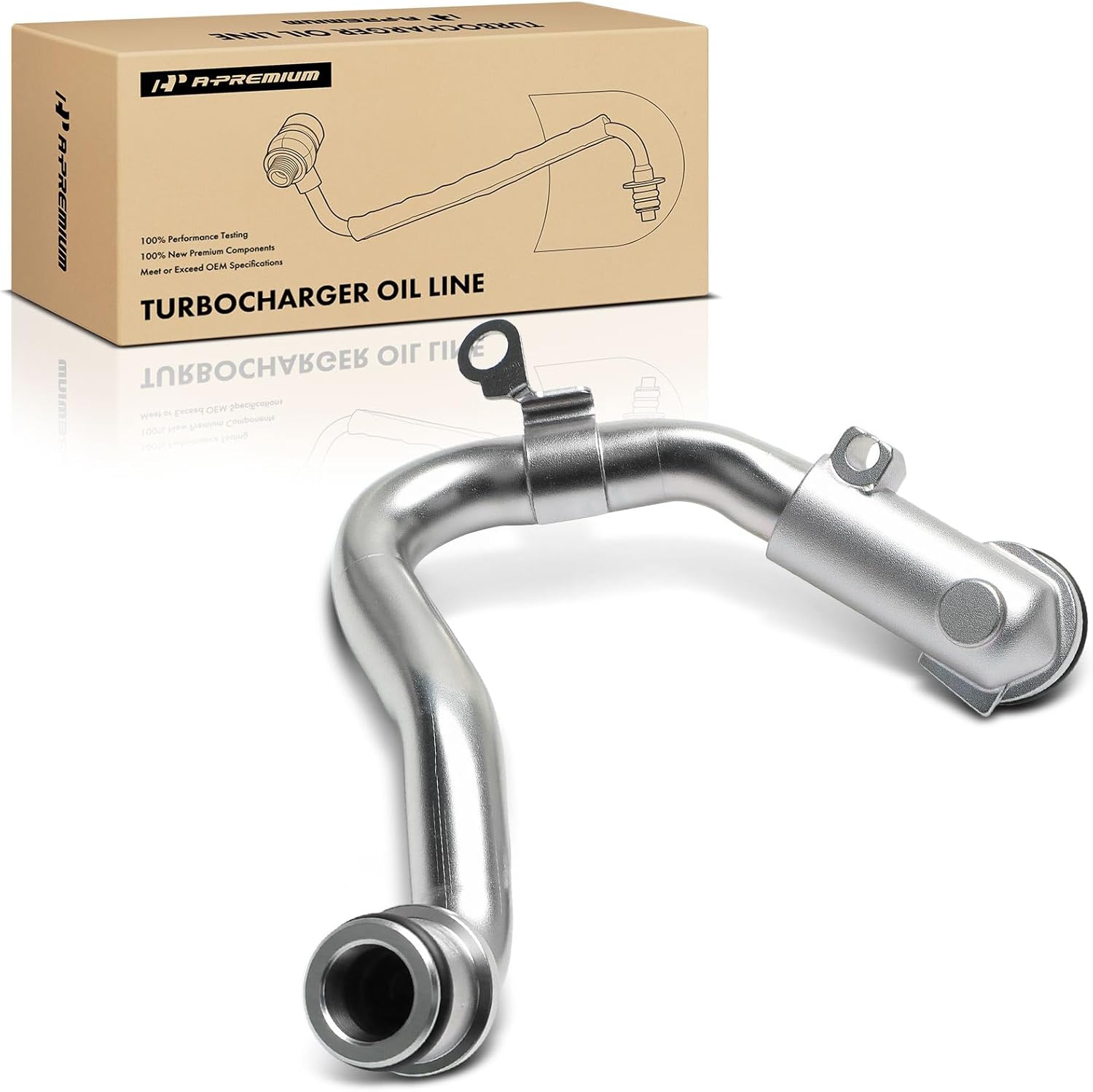 A-Premium Turbocharger Oil Line Compatible with Ford F-250 F-350 F-450 F-550 Super Duty 2008-2010, 6.4L, Return Lower