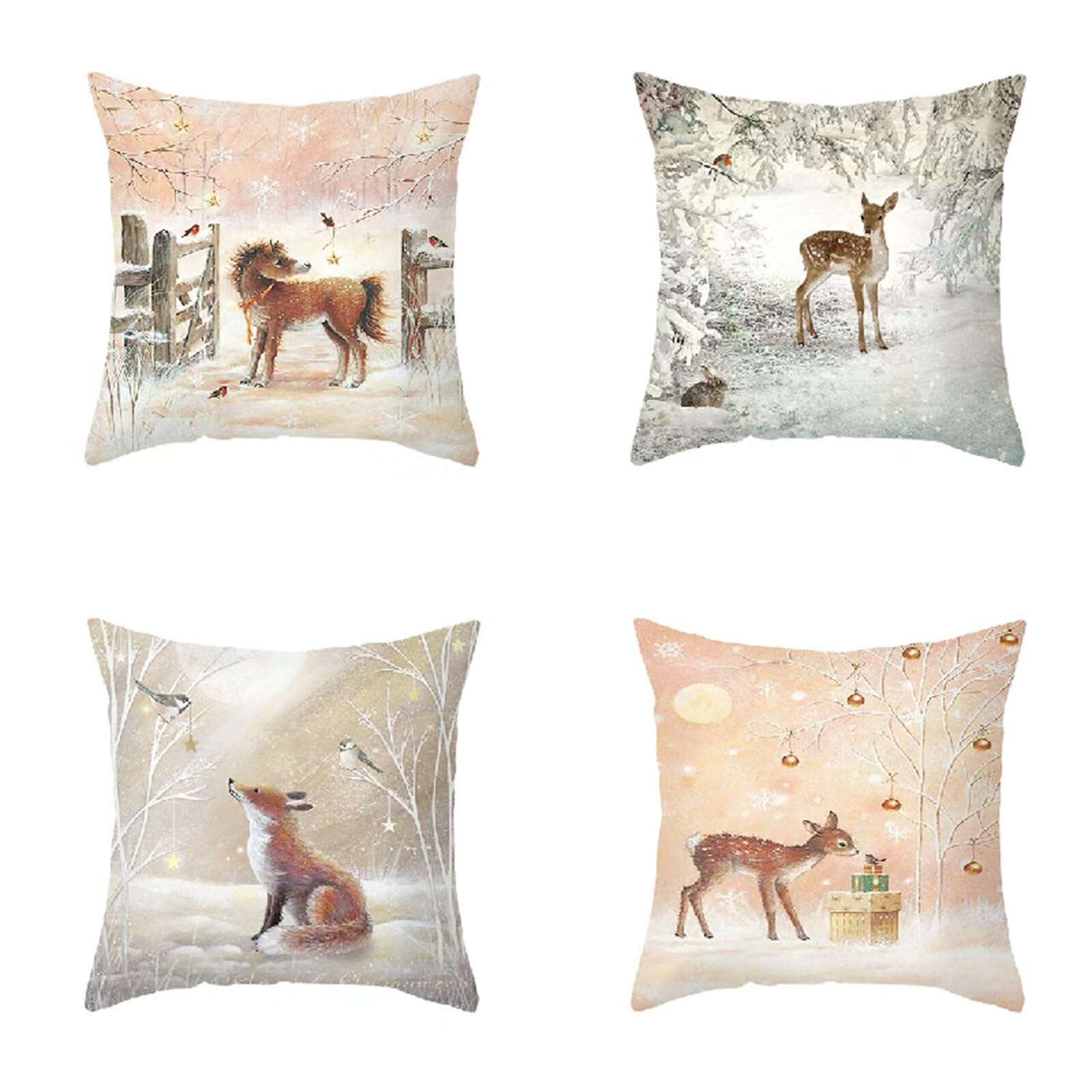 Federe Cuscini Divano 55x55cm Set di 4 Copricuscini Divano Decorativi Moderni Animali di Natale Doppio lato Soft Quadrati Decor Fodere per Cuscini per Sedia Camera da Letto Cuscini Arredo VH-201