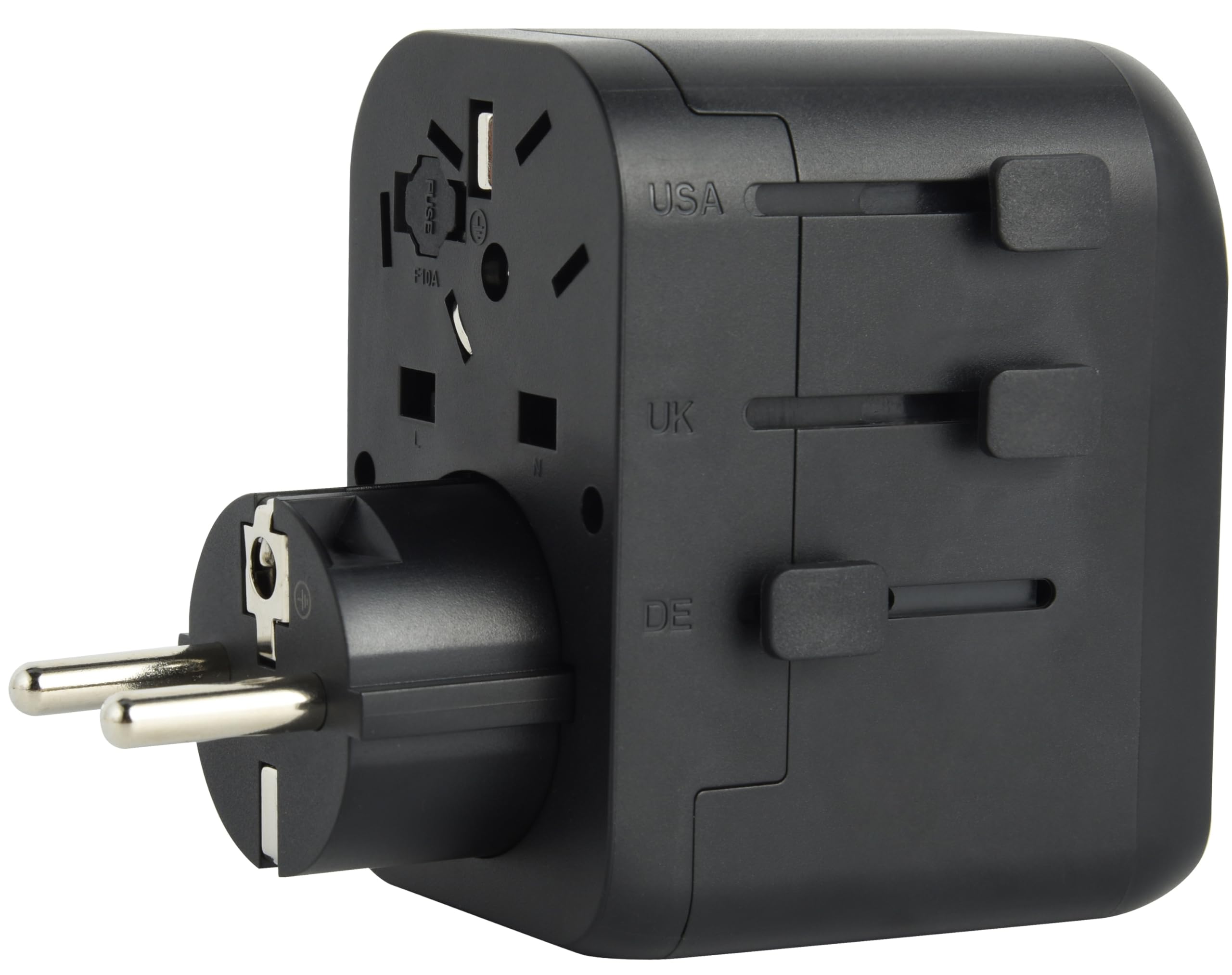 Electraline 70012 Adattatore Universale da viaggio da Europa (presa tipo C, E, F) a Mondo (Spina tipo B, G, I, F, E) con 3 USB (2 USB-C PD20W e 1 USB A)