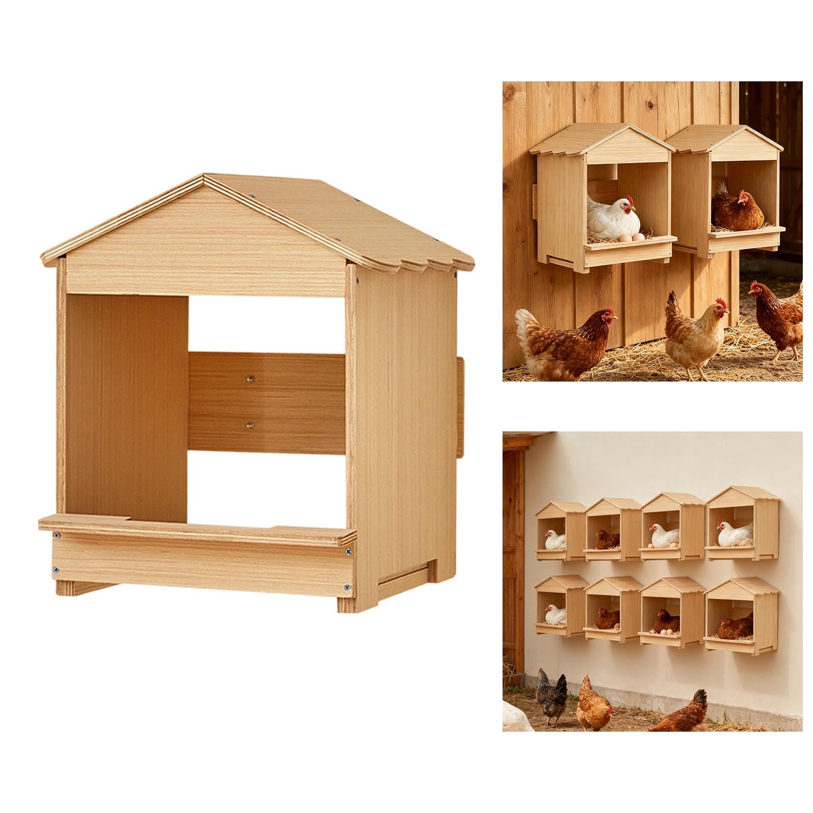 Nido per Galline, con Scomparti Individuali, in Legno Massello, Raccogli-Uova, di Facile Manutenzione, Pratico per Allevare Galline in Casa.