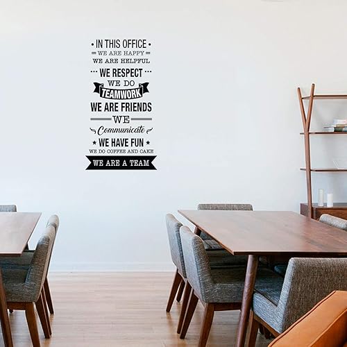 Calcomanía de vinilo para pared, con texto en inglés «In This Office We Do Teamwork», 40 x 22 pulgadas, cita inspiradora de valores de trabajo para