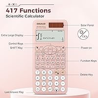 Vista 5 de OSALO Scientific Calculator 417 Function 2 Line Written Display 10+2 Digits Solar and Battery Calculators for Students Secondary School College Pink