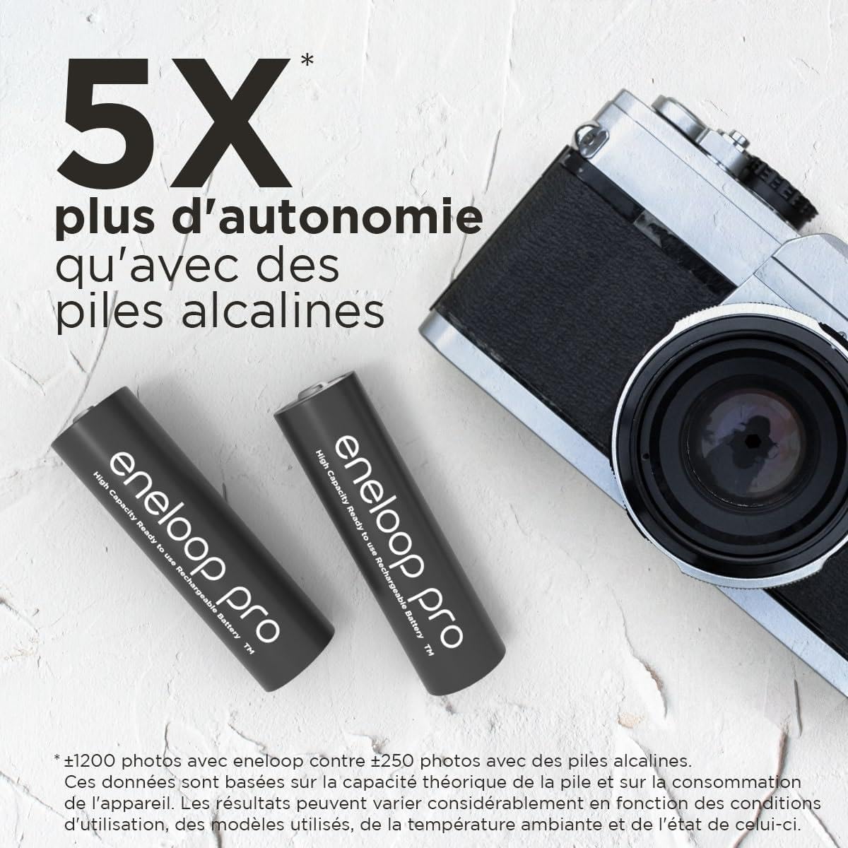 Eneloop Pro - Lote de 5 pilas recargables (2500 mAh, AA Ni-MH, 2 unidades)
