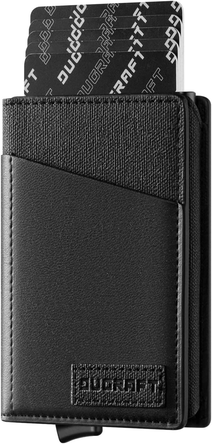 DUGRAFT Card Holder Wallet with ID Window, Mens RFID Blocking