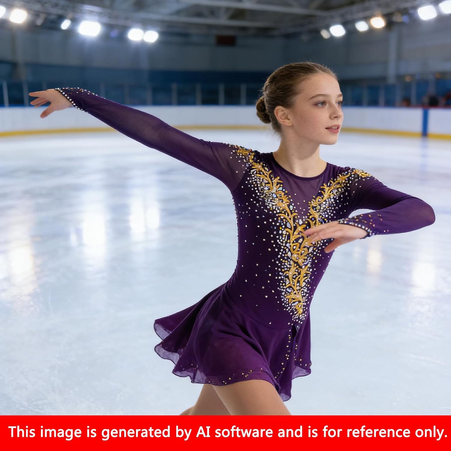 LIUHUO figure skating costumes for women and women blue black purple gold thread embroidered pattern costumes