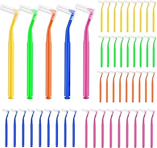 50 Pieces Interdental Brush L-shape Braces Dental Brush Soft Dental Floss Brush Tooth Flossing Head Dental Hygiene Toothpick Cleaning Tooth Tool (5 Colors)