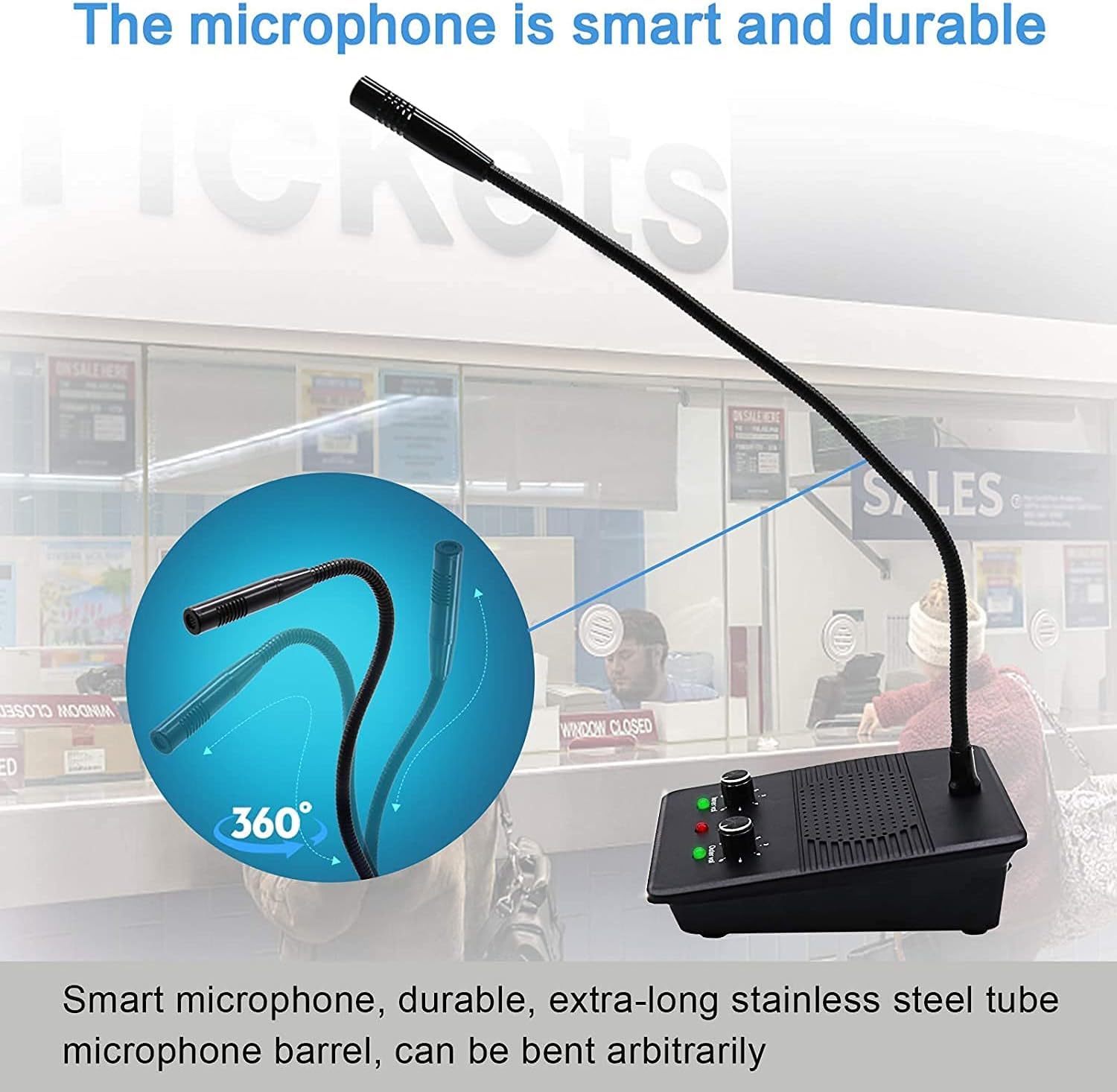CHROX Sistema De Altavoces De Intercomunicación De Ventana, Micrófono De Ventana De Vidrio Antiinterferencias Comunicación Bidireccional para Tiendas, Bancos, Hospitales, Restaurantes
