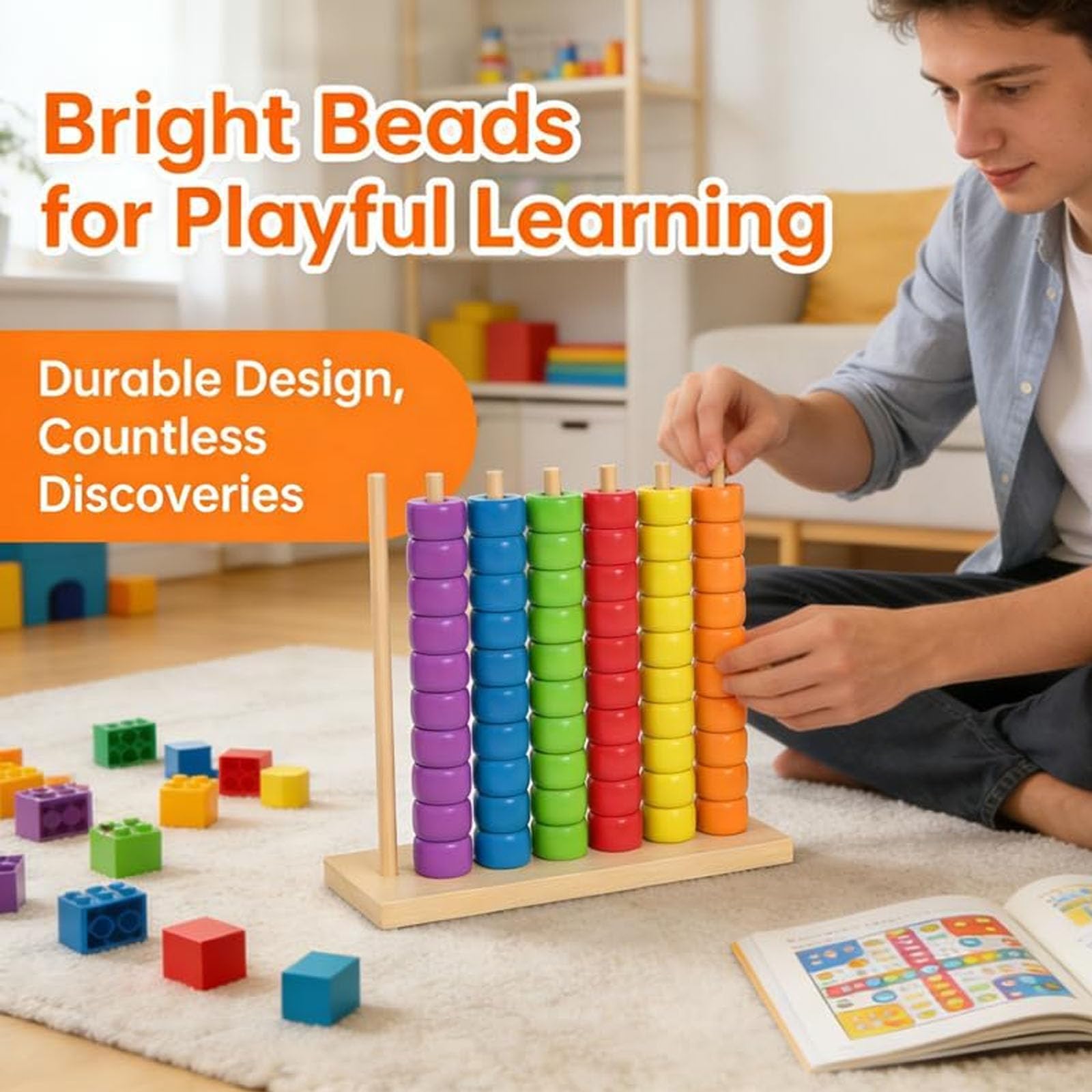 Holz-Farbkombinations-Herausforderungsspiel, Stapelpuzzle für Familie und Erwachsene mit über 60 logischen Herausforderungen, Geschwindigkeits- und Strategiespiel für Spieleabende 3PCS