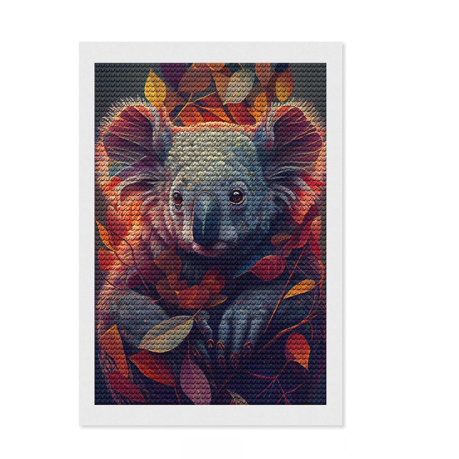Junmoney The Cozy Koala Full Drill Diamond Painting Kit 8"x12", for Women, Mindful Craft Activity, Living Room Decor, Festive Craft Gift
